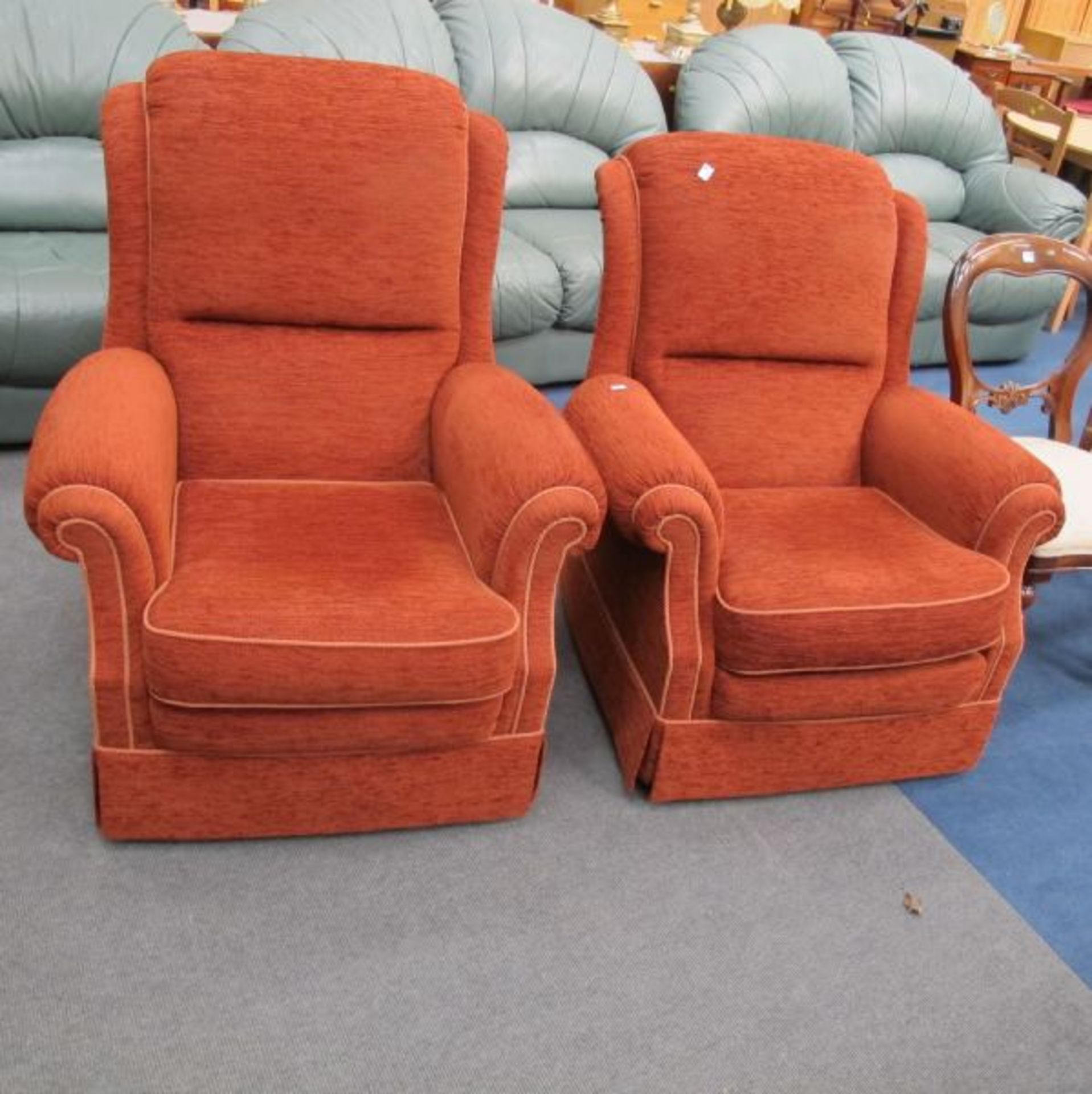 A Pair of Approximately Two Years' Old Brown Upholstered Deep Easy Chairs by Vale.  (est. £100-£