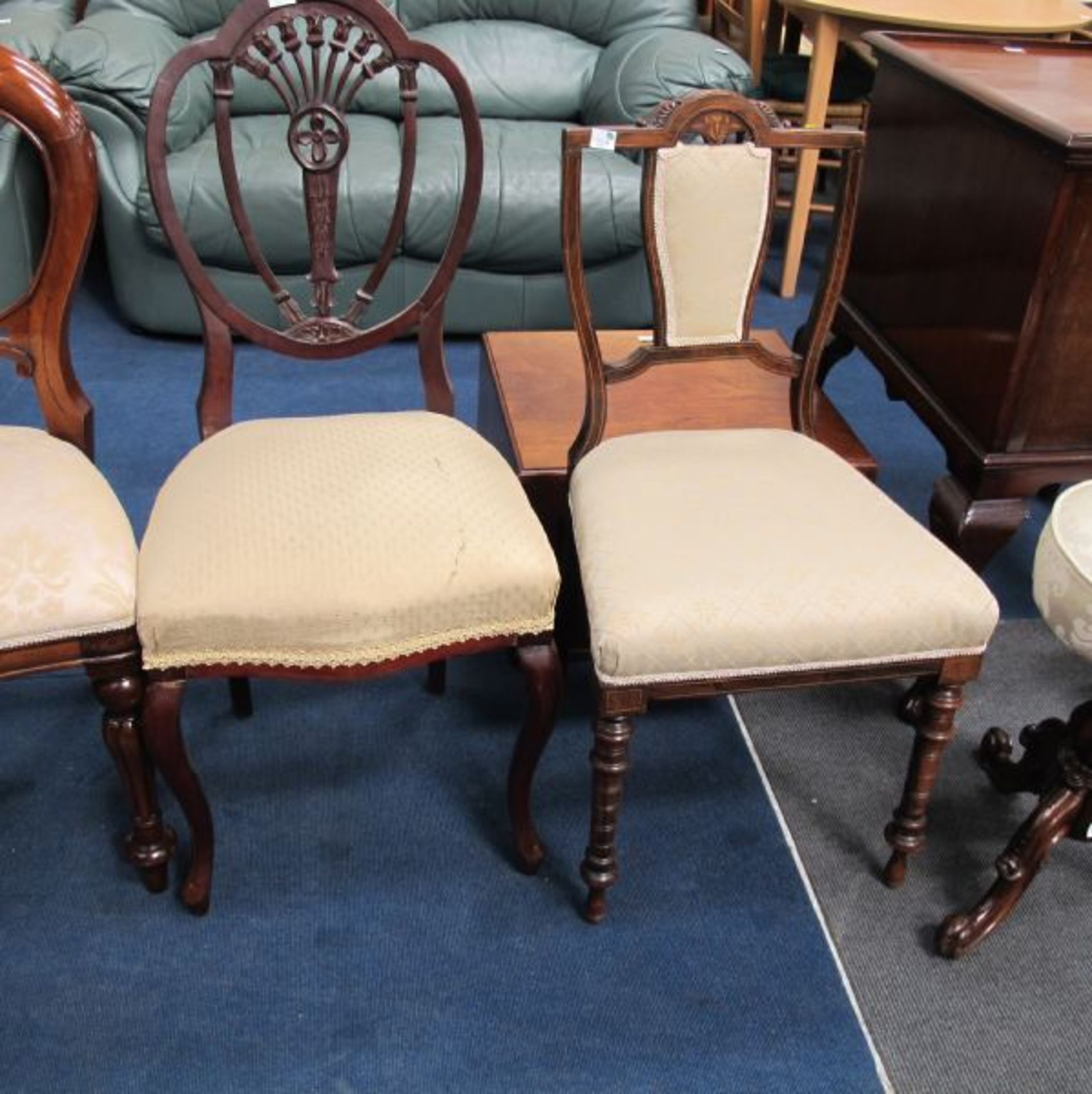 Edwardian Inlaid Rosewood Single Chair; Oval Back Single Chair and a Pair of Victorian Style Balloon - Image 2 of 2