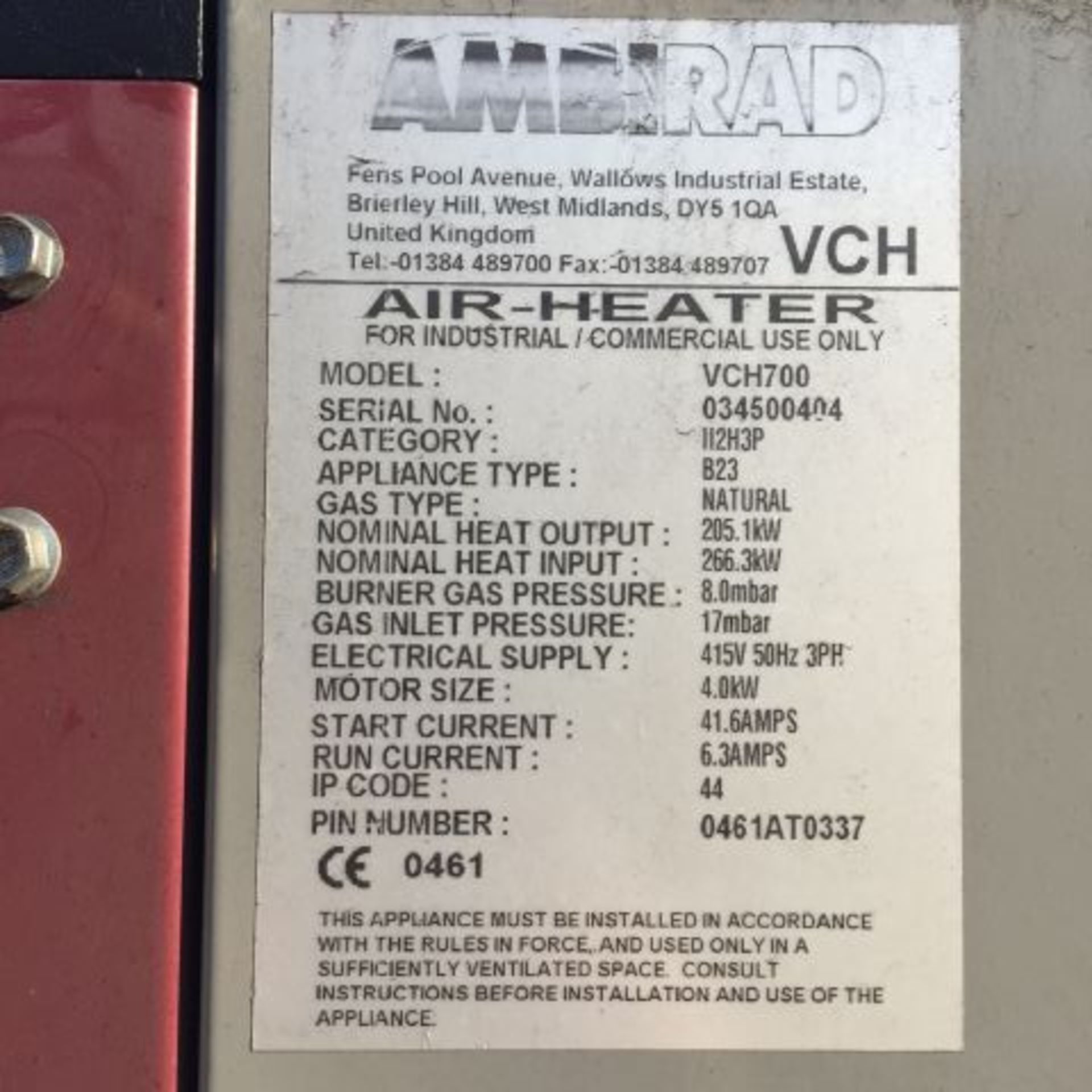 * Six Ambirad VCH700 Gas Air Heaters.  Nominal Heat Output 205.1KW (One With Damaged Burner). - Image 2 of 5