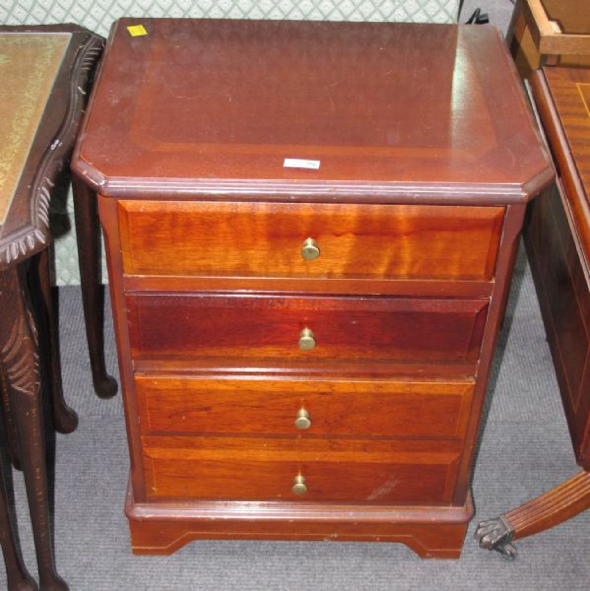 A Nest of Three Leather Top Coffee Tables; a Mahogany Three Drawer Bedside Chest and a Mahogany - Image 2 of 3