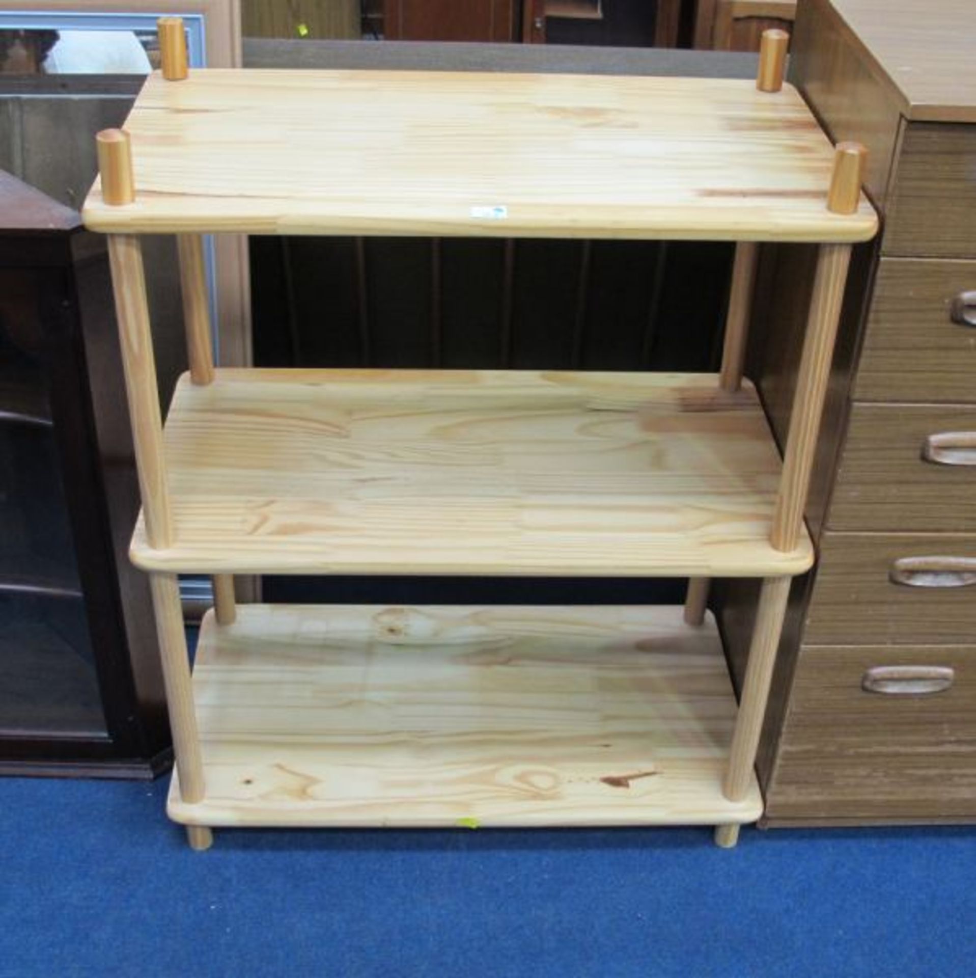 A Small Hanging Display Cabinet; A Wall Mirror; A Pine Open Shelf Unit and a Small Chest Magazine - Image 2 of 3