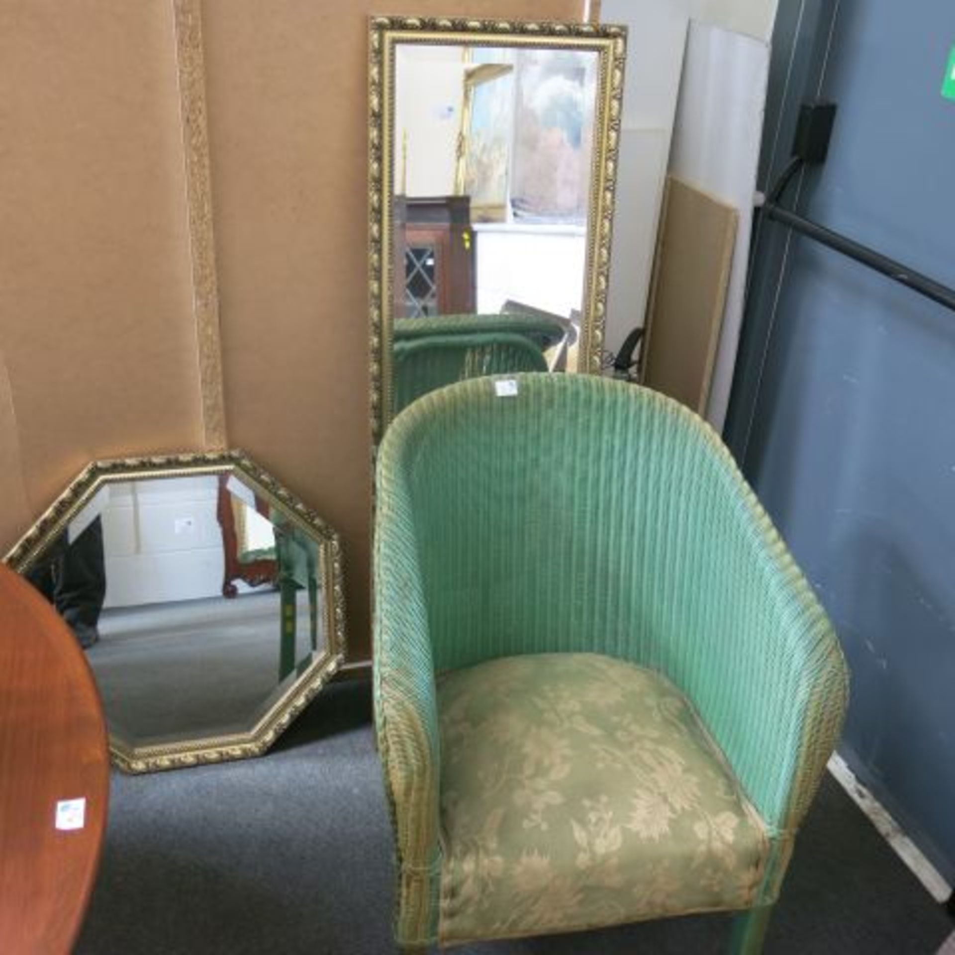A Gilt Frame Rectangular Dressing Mirror 124cm x 39cm Overall, the Matching Octagonal Wall Mirror,