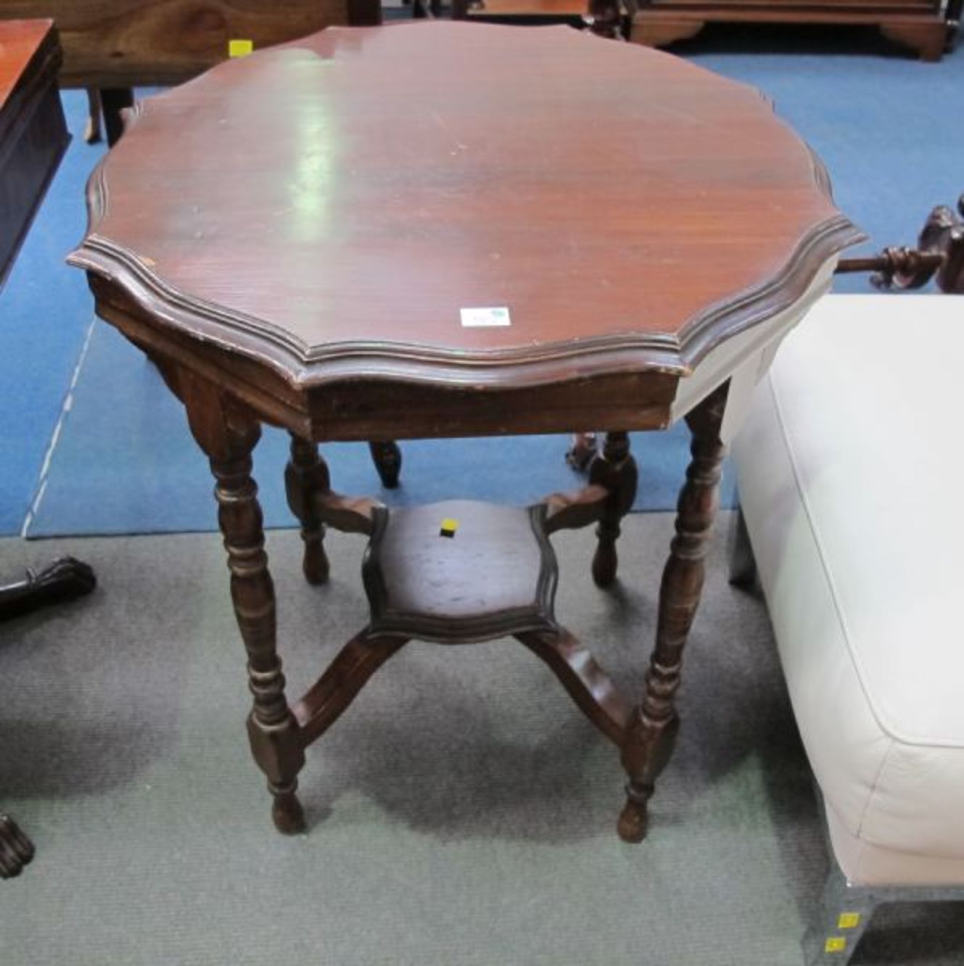 A Victorian Mahogany Shaped Rectangular Top Occasional Table Together With a Wavy Edge Circular