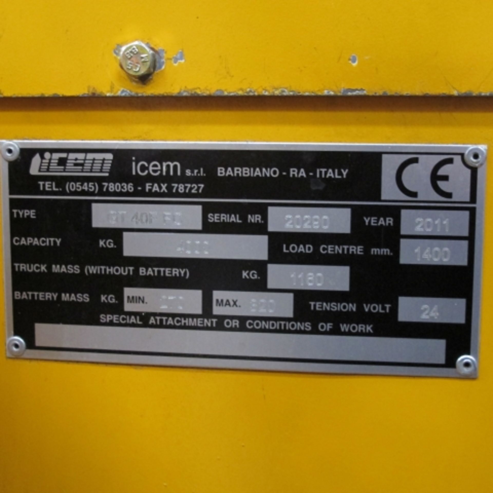 * A 2011 ICEM Type GT40F FC Reel Carrier.  S/No: 20290; Capacity 4000KG @ 1400mm Centres, 24V - Image 3 of 4