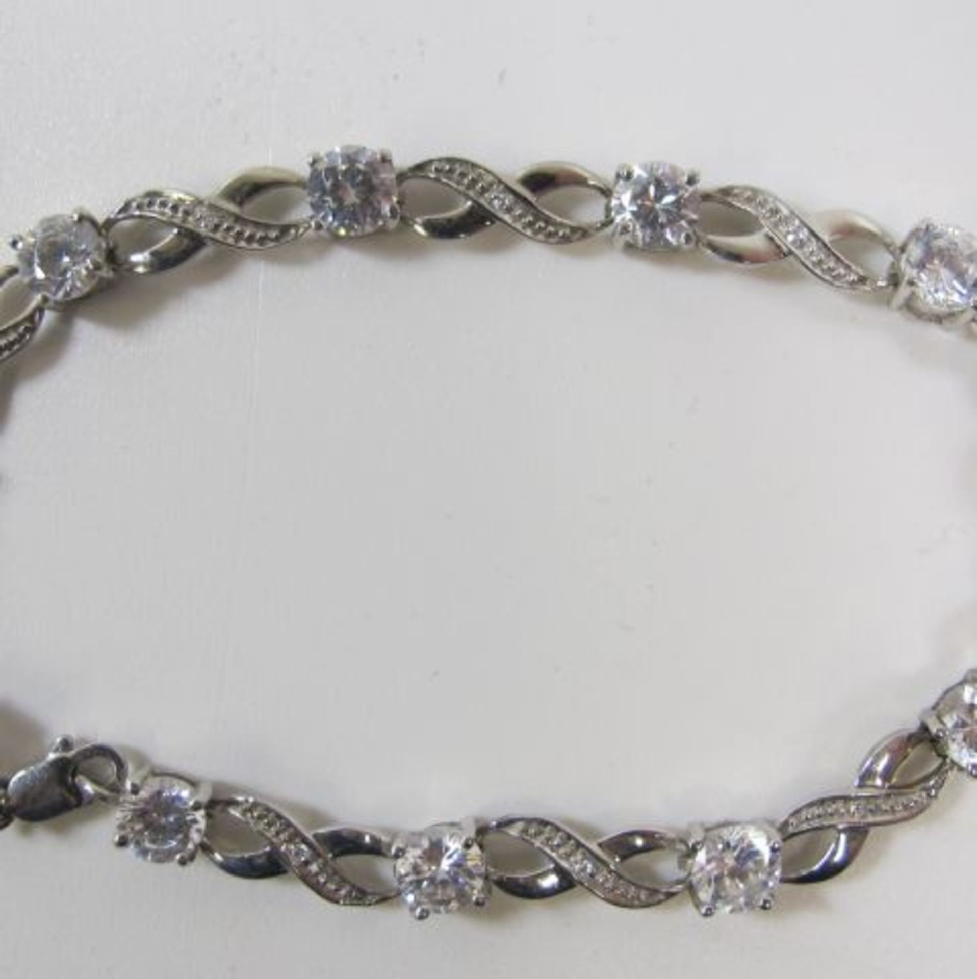A 9ct White Gold Bracelet with Crystal Stones Diamond Set (est. £100-£150) - Image 2 of 2