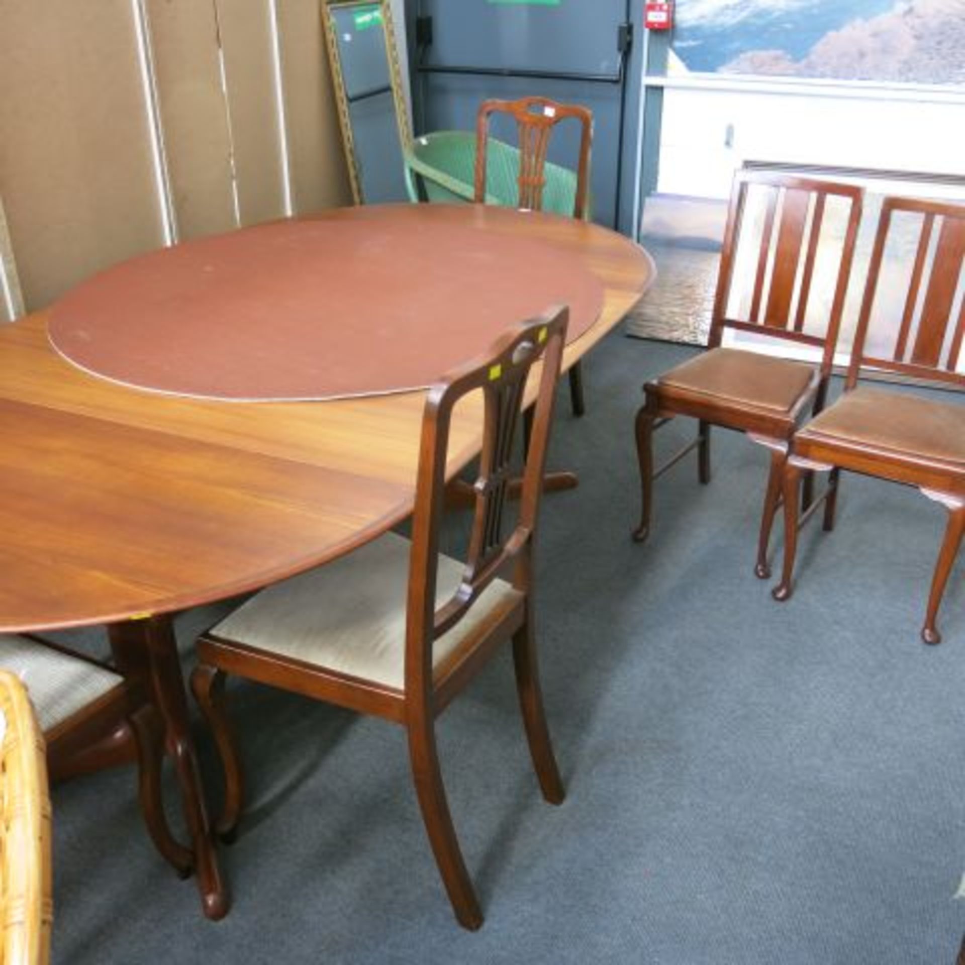 A Set of Four Edwardian Mahogany Pierced Back Single Chairs, A Pair of Rollback Single Chairs