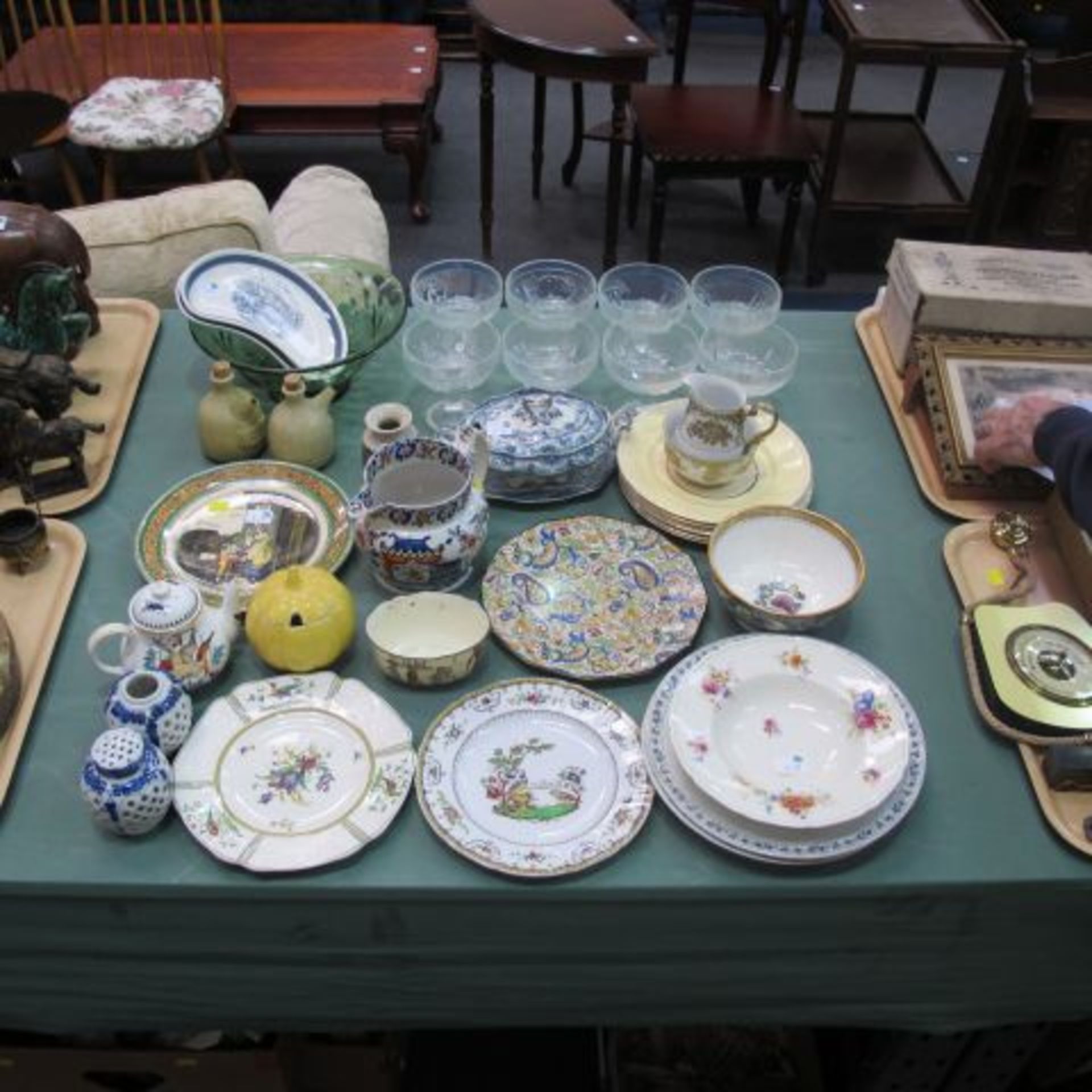 Glass & porcelain including Spode, Royal Doulton, Opaque China etc. (est. £20 - £40)