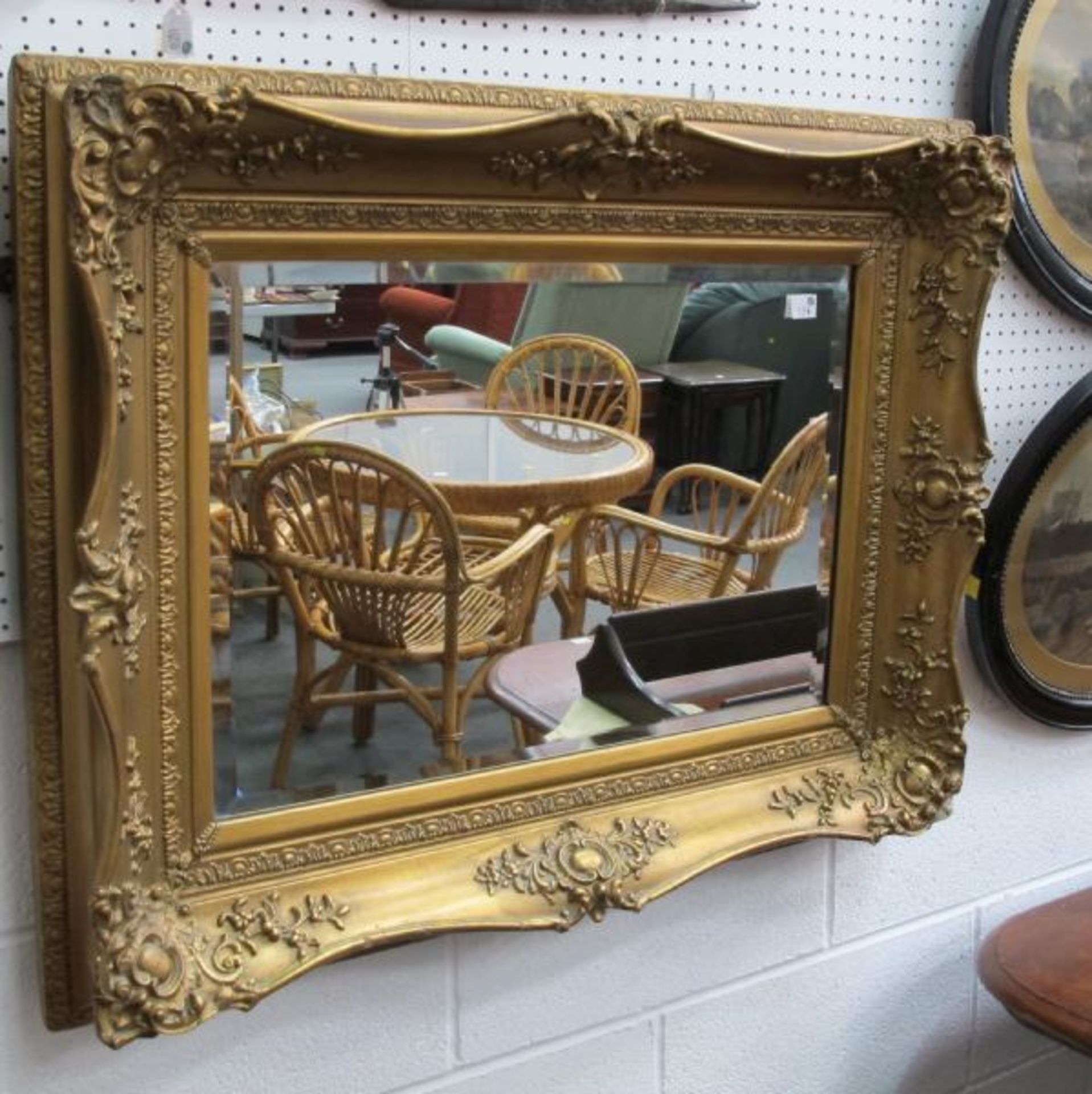 One Large Gilt Mirror and One Smaller Gilt Framed Mirror and Two Oval Water Colours of Horse Scenes. - Image 2 of 3