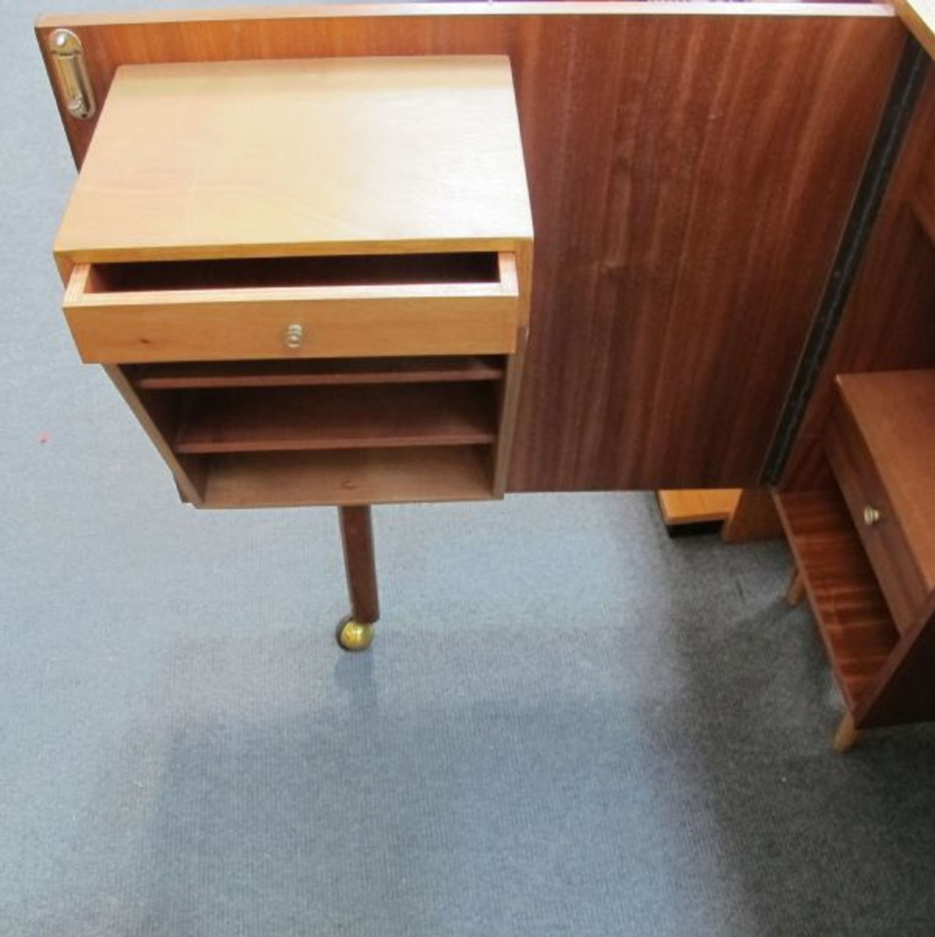 A Teak ''Home Desk'' with Opening Front and Fitted Interior.  107cm.  Together with, an Oak Drop - Image 2 of 3