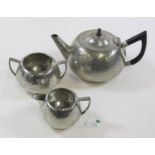 This is a Timed Online Auction on Bidspotter.co.uk, Click here to bid.  A three piece pewter tea