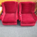 This is a Timed Online Auction on Bidspotter.co.uk, Click here to bid.  A Pair of Maroon Upholstered