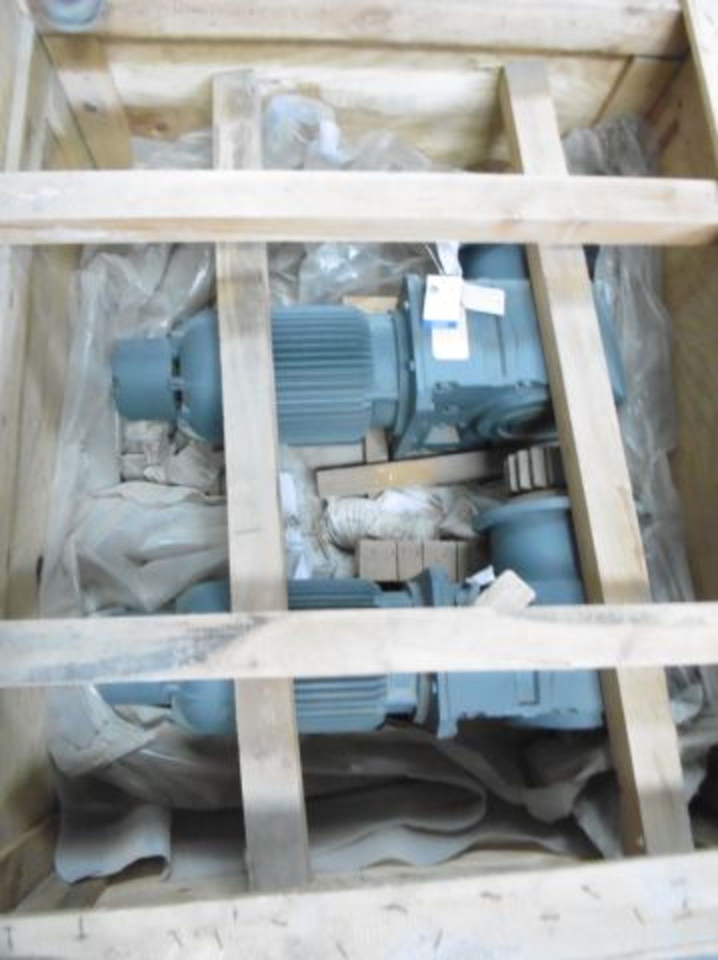 Pair of Unused Bauer Bevel-Wheel Gearboxes with Bauer Type KG73V 15KW 3 Phase Motors with Brakes
