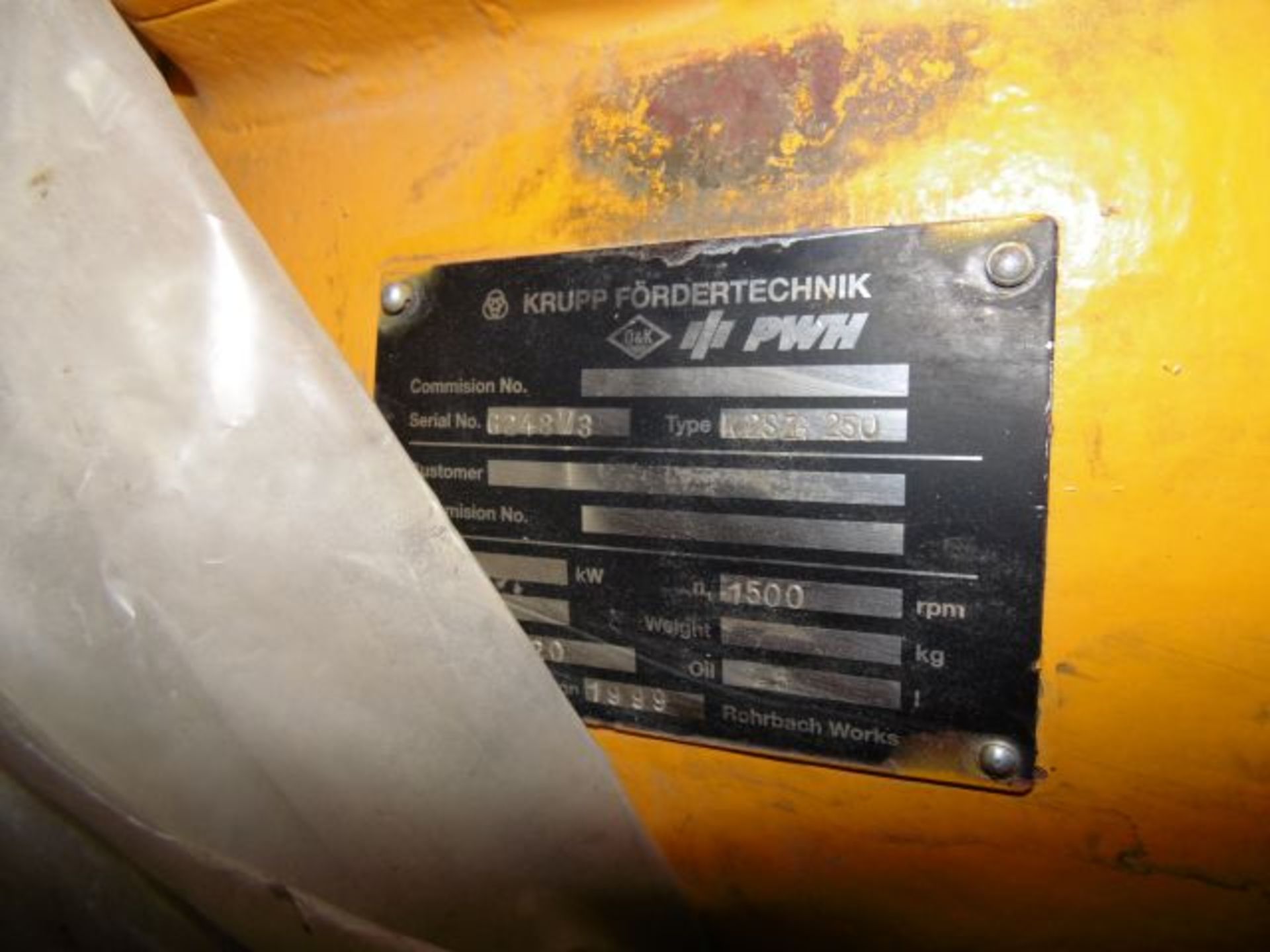 Unused Skid Mounted Drive Unit comprising 1999 Krupp type K2SZG 250 Gearbox; 1500rpm; serial no - Image 2 of 3