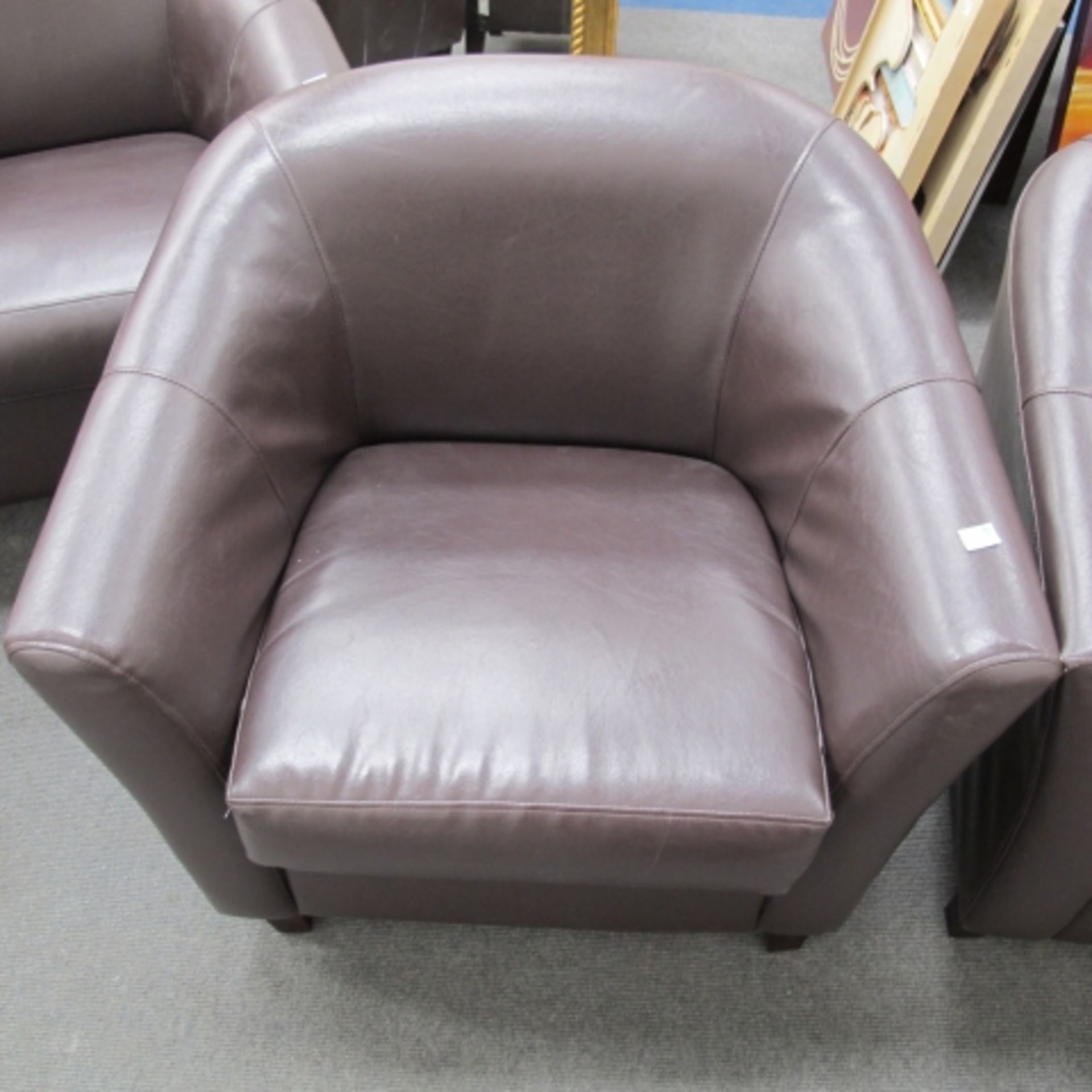 Set of four brown faux leather tub chairs (est. £50-£90) - Image 3 of 4