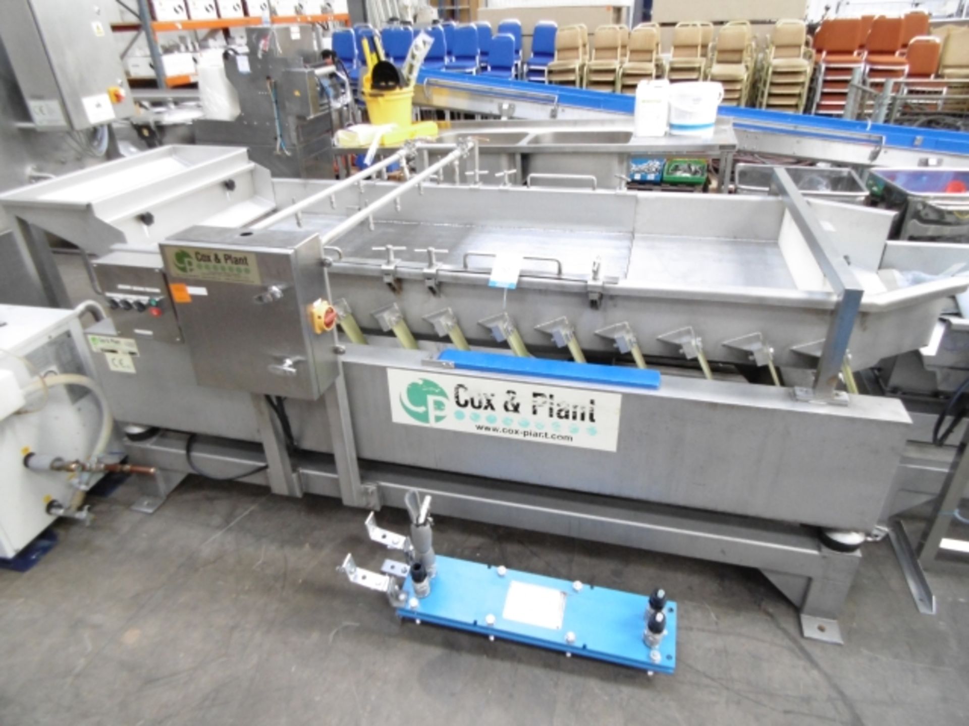 * Cox & Plant Stainless Steel Vibratory Glazing Conveyor; max recommended amplitude 6 mm; width