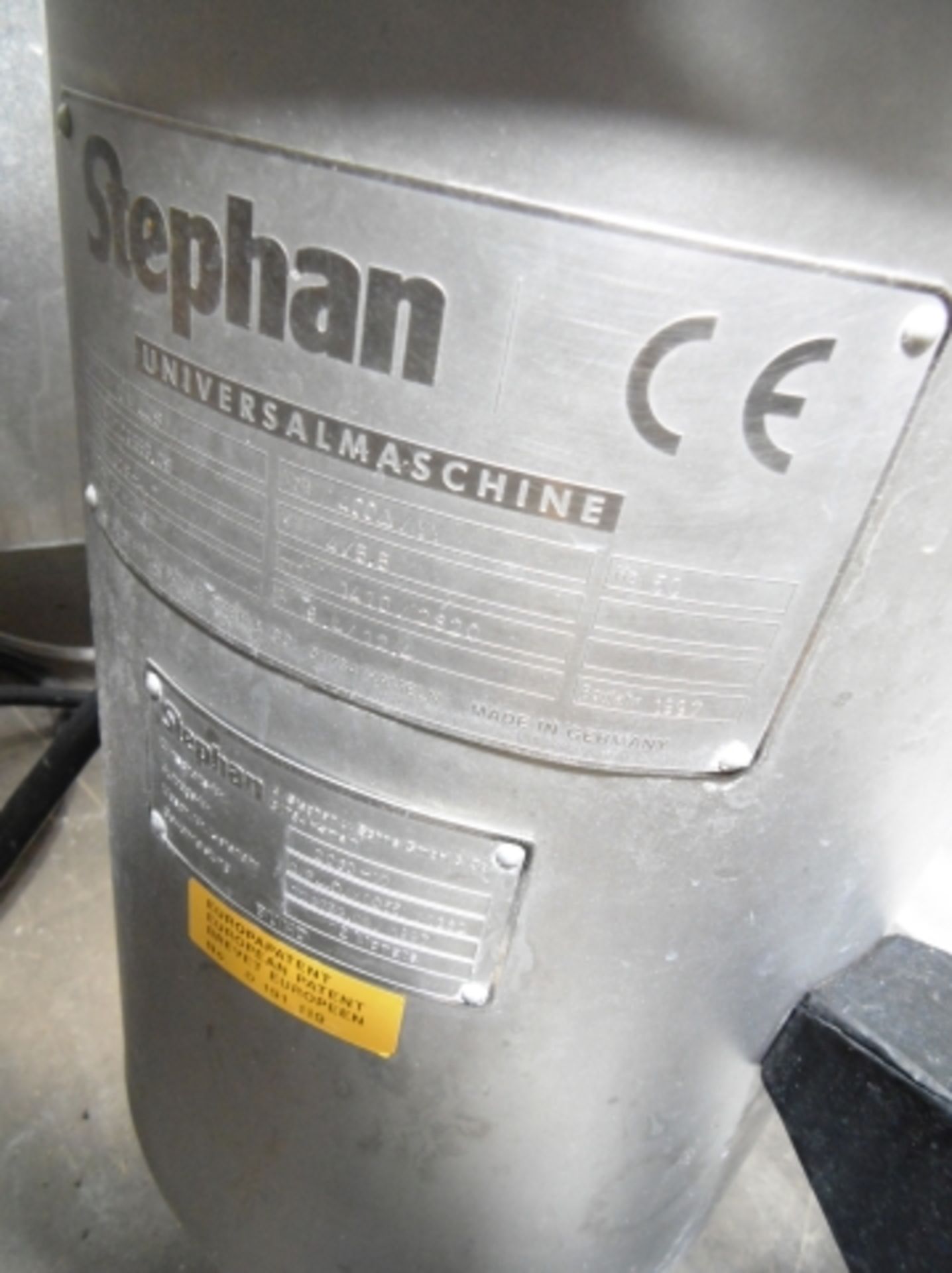 * 1997 Stephan type UM44S Universal Stainless Steel Vertical Cutter Mixer; 3 phase - 400V; serial no - Image 4 of 5