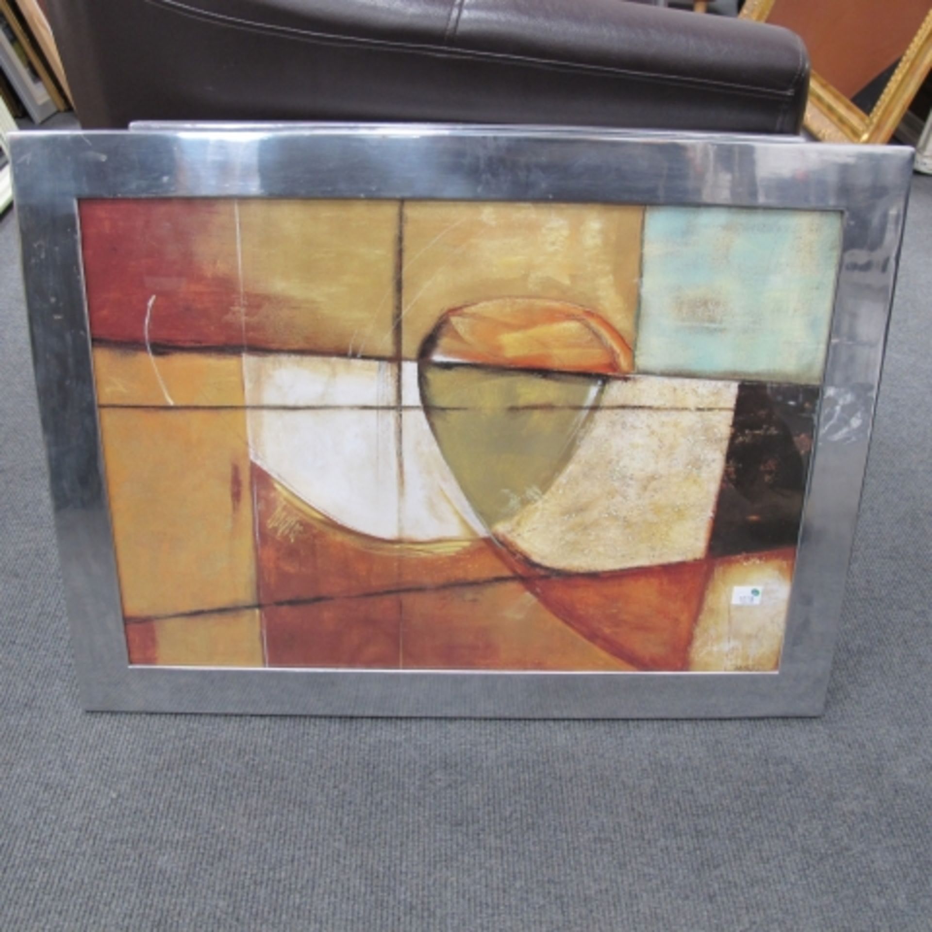 Unusual pair of wooden collage pictures and three other furnishing pictures (est. £20-£30) - Image 4 of 5