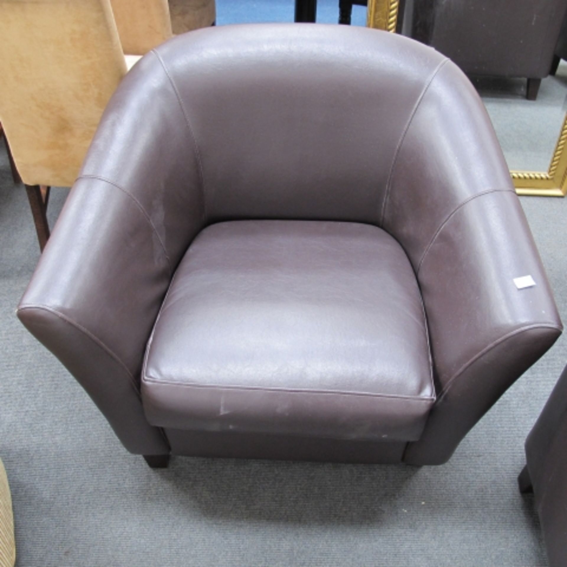 Set of four brown faux leather tub chairs (est. £50-£90) - Image 4 of 4