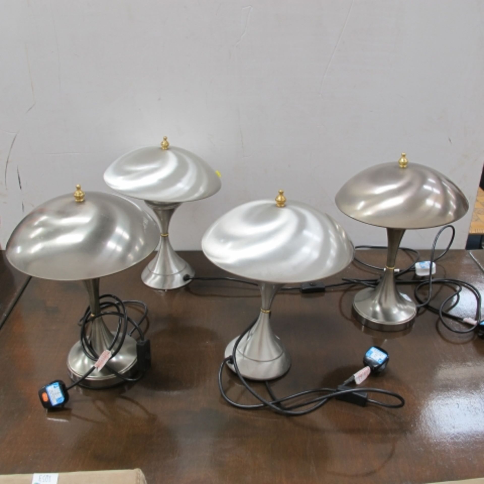 Four various steel table lamps with mushroom shades (est. £20-£30)