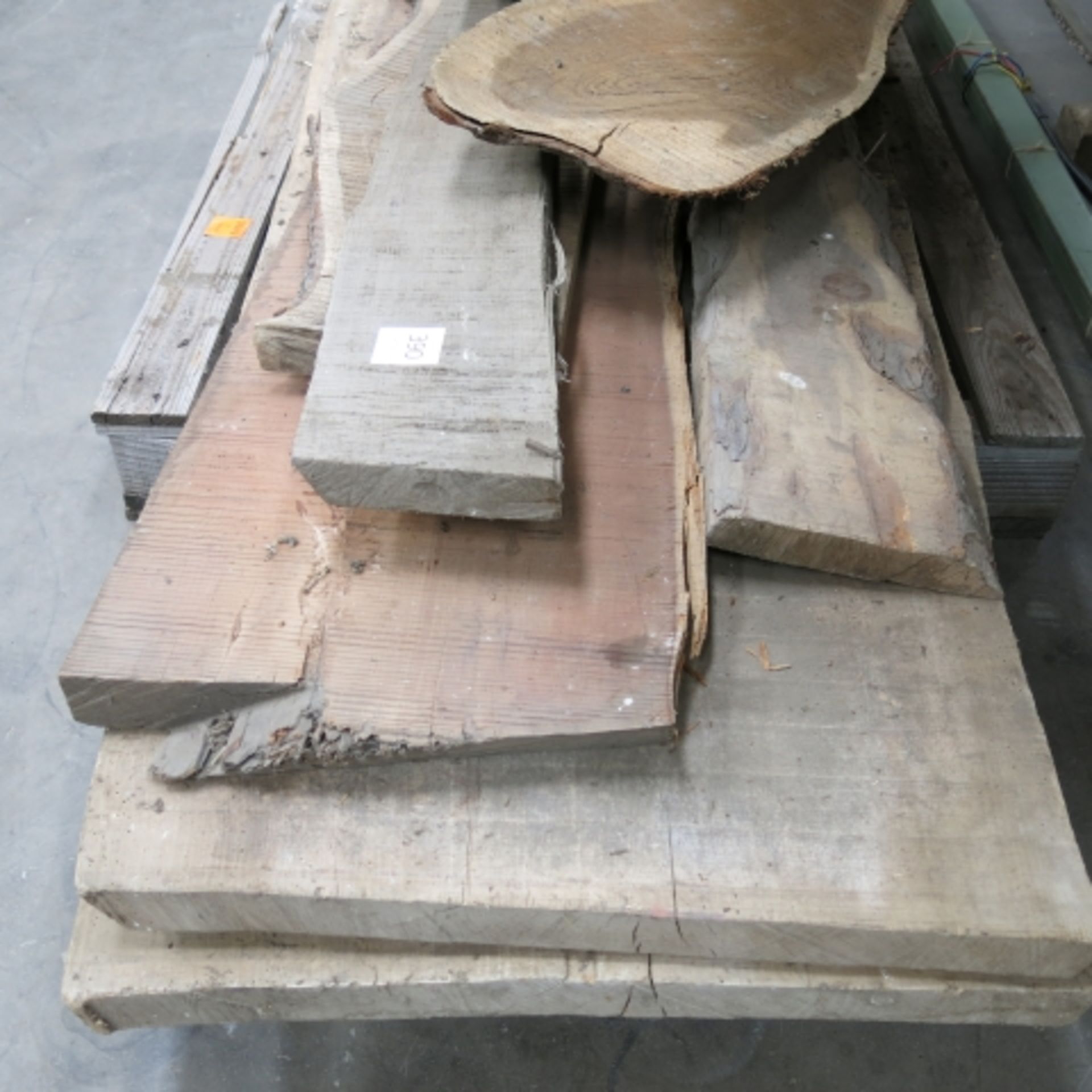 A stack of rough cut wooden planks, Old English Elm stored dry for 25 years (had woodworm) Please - Image 2 of 2