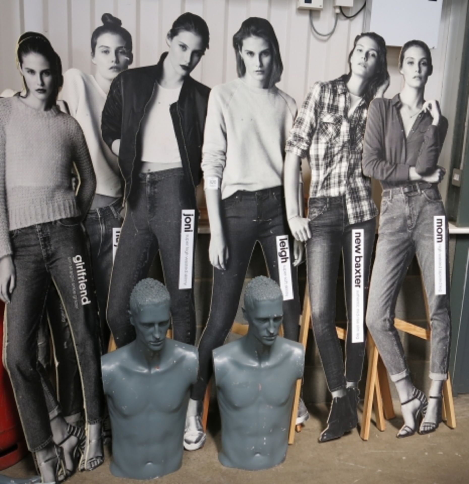 2 x Male mannequins and a selection of other shop displays