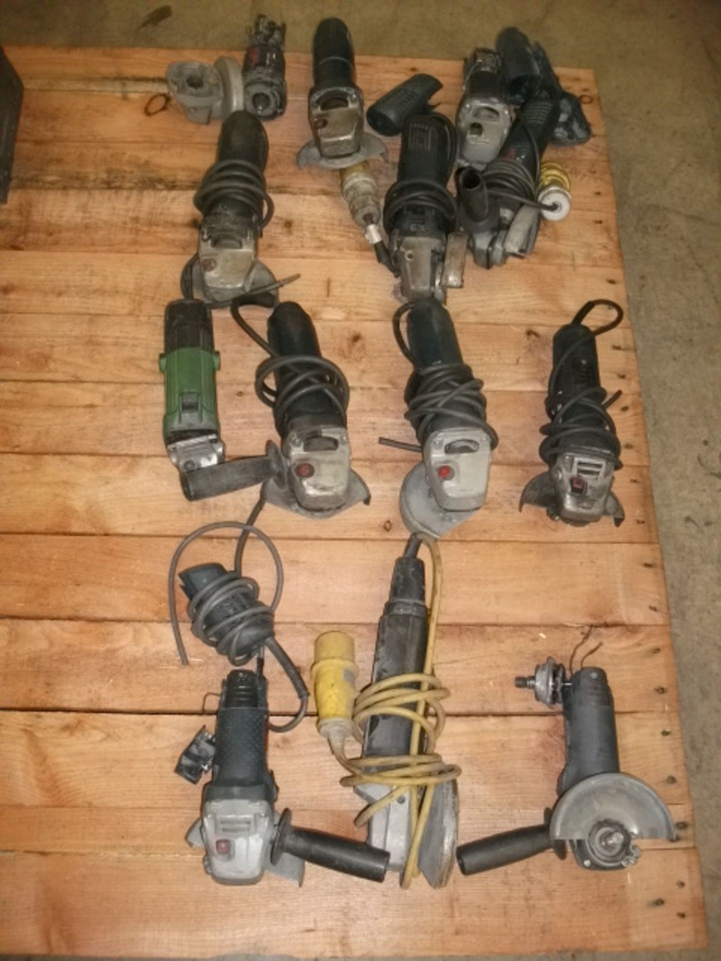 * 13 Various Bosch & Hitachi 110V Grinders (spares or repair)  Please note this lot is located at