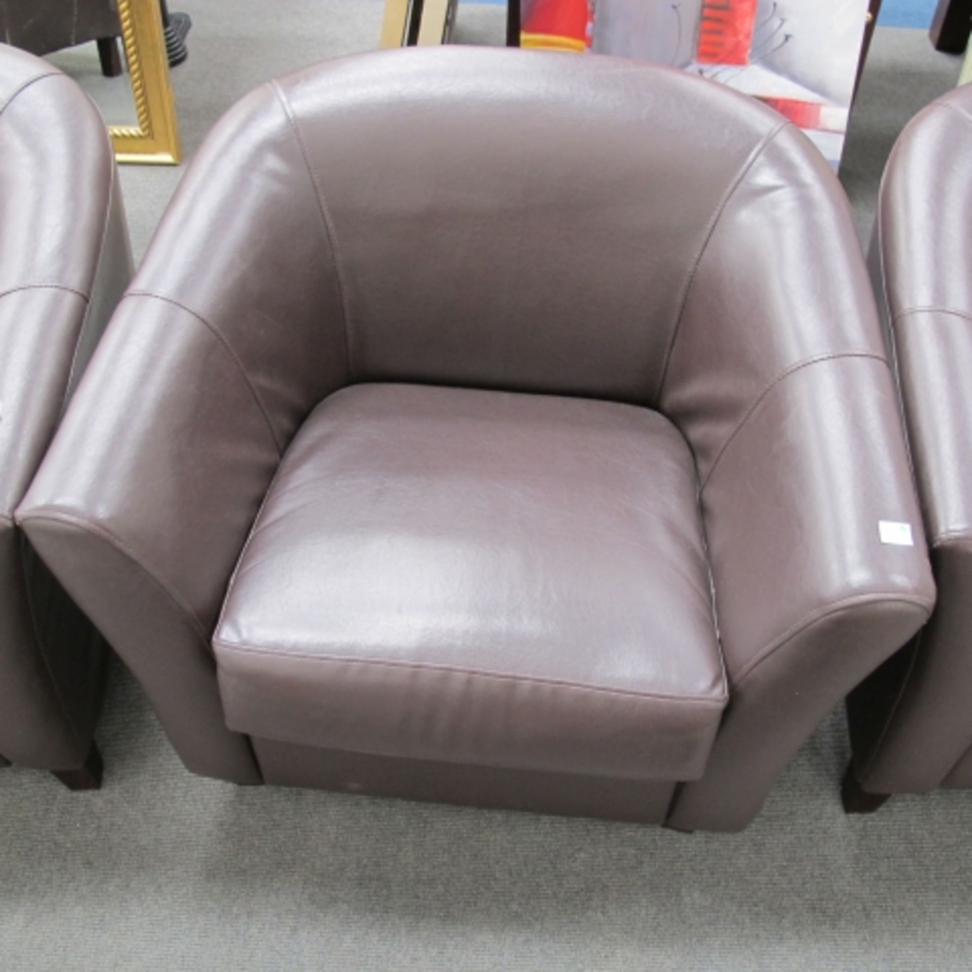 Set of four brown faux leather tub chairs (est. £50-£90) - Image 2 of 4