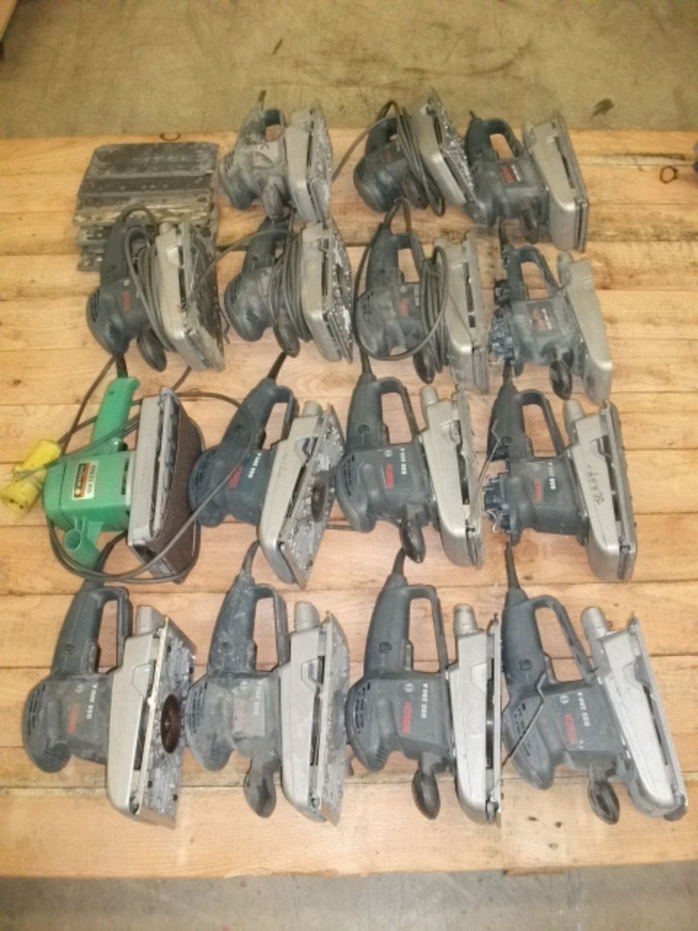 * 15 Various Bosch & Hitachi 110V Orbital Sanders (spares or repair) Please note this lot is located
