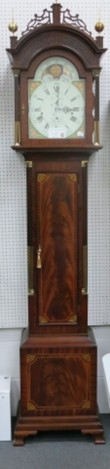* 18th Century design inlaid mahogany longcase clock; white dial inscribed Comitti, London; 8 day