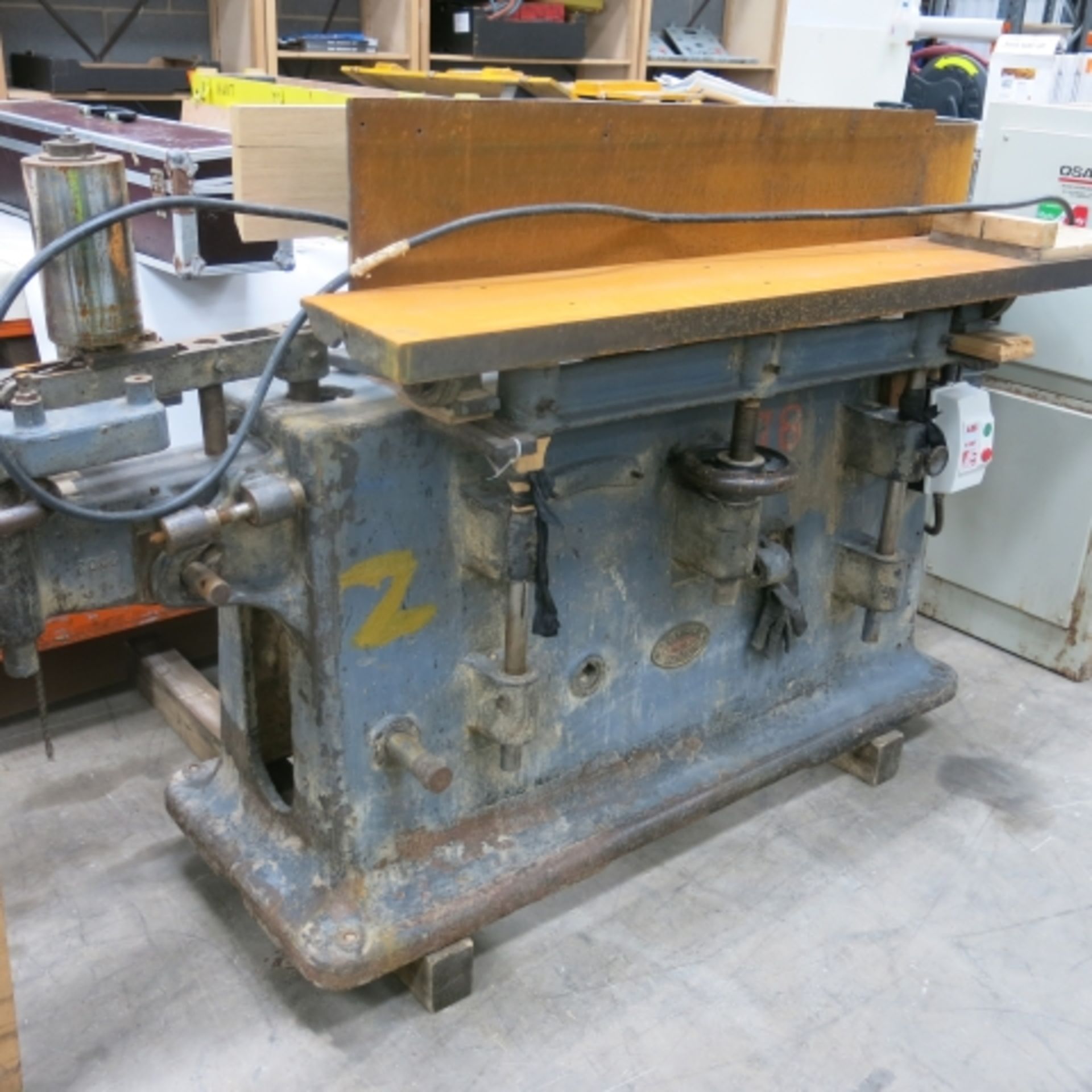 A. COOKSLEY HORIZONTAL BELT SANDER; BED LENGTH 1430MM; 3 PHASE; WITH ABB E-PACK BRAKE. Please