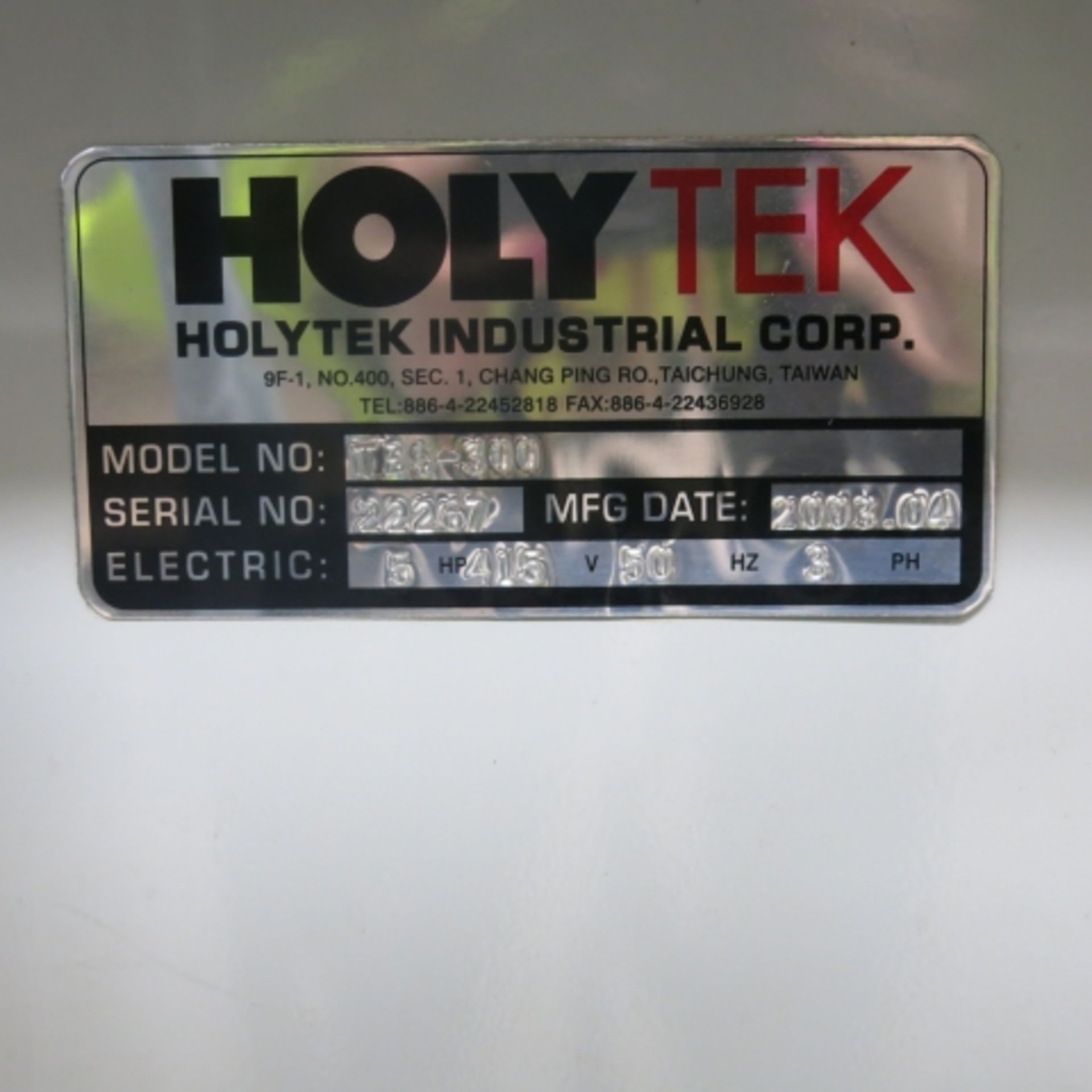 * Holyteck 300dia panel saw. MODEL TBS 300 S/N 22267, 3 PH. - Image 3 of 3