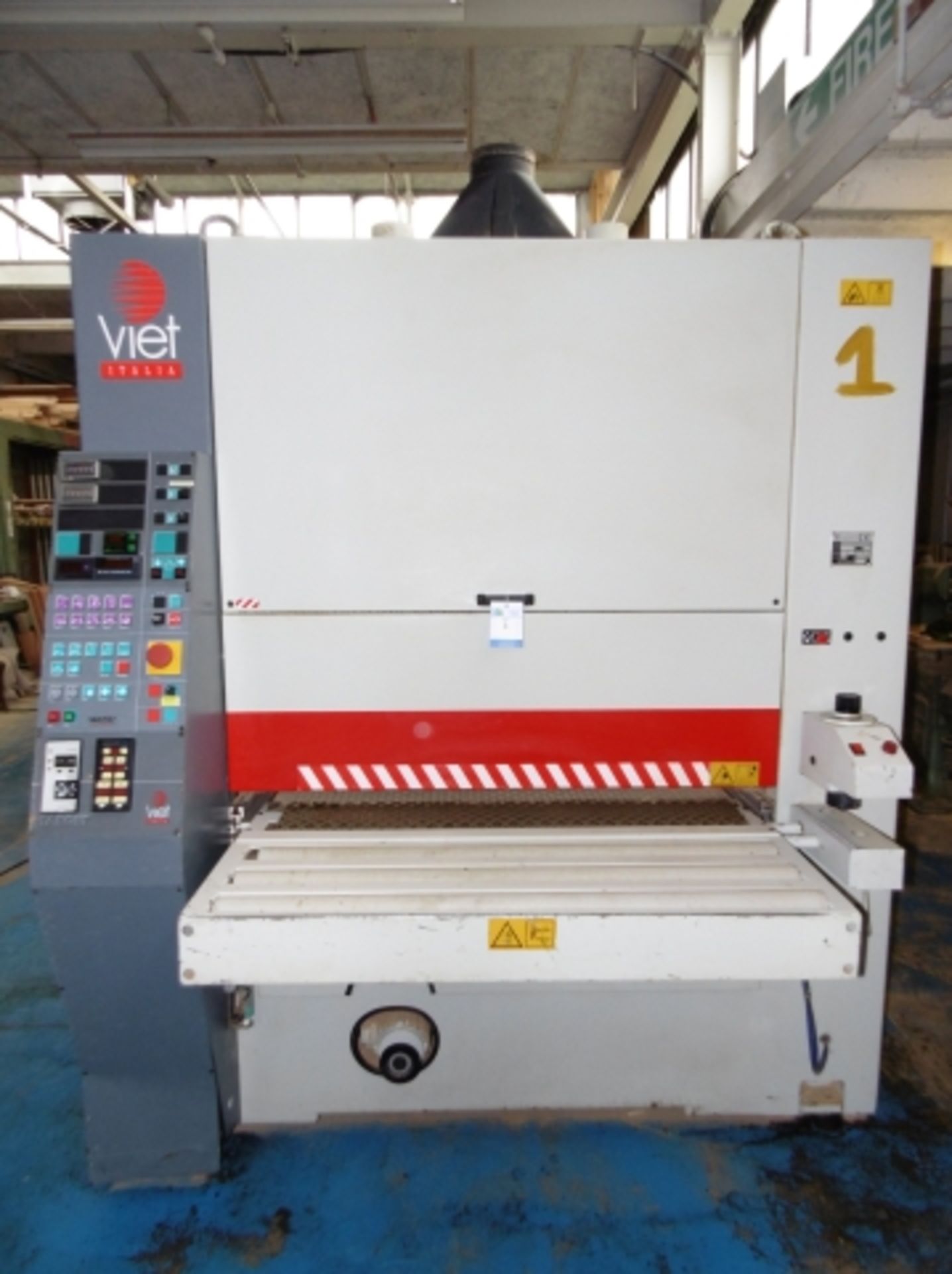 1996 VIET MODEL TARGET 321C AUTOMATIC THROUGH-FEED WIDE BELT SANDER; MAX SANDING WIDTH 1100MM; 3