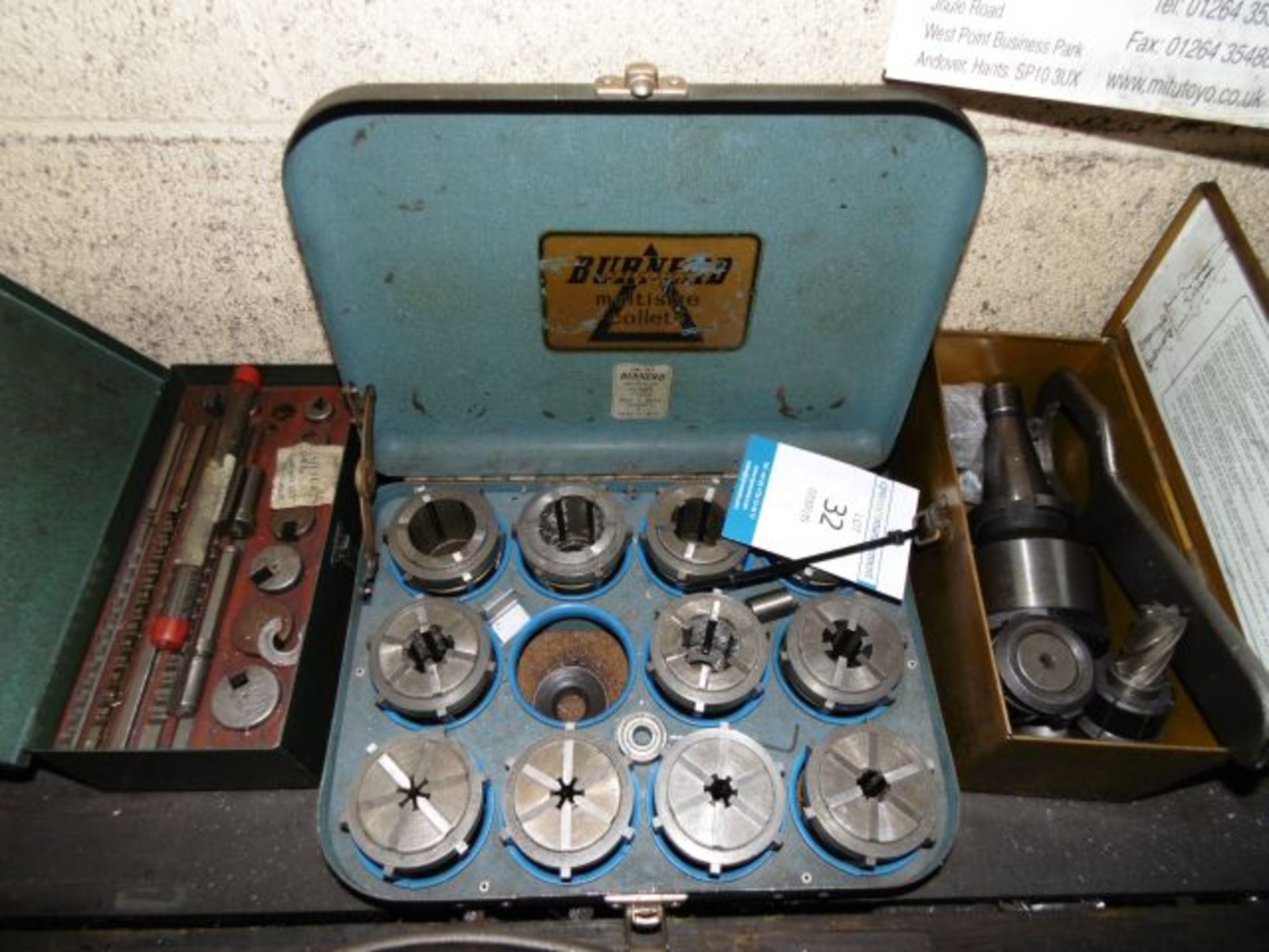 * Erickson Acramil Screwed Shank Milling Chuck, cased part-set of Burned type S Multisize Collets