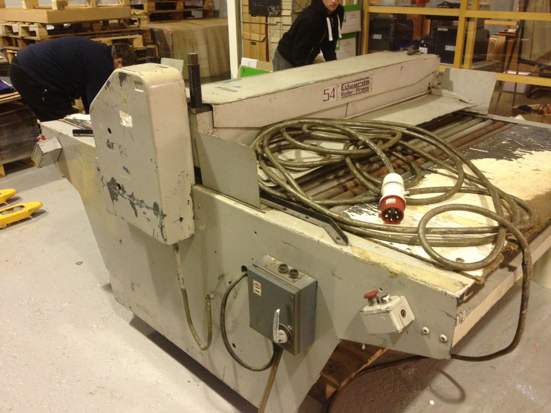 * Edwards 54'' (1370 mm) Roller Press; S/N 675; 3.0 KW; 3 phase; in working order. Please note