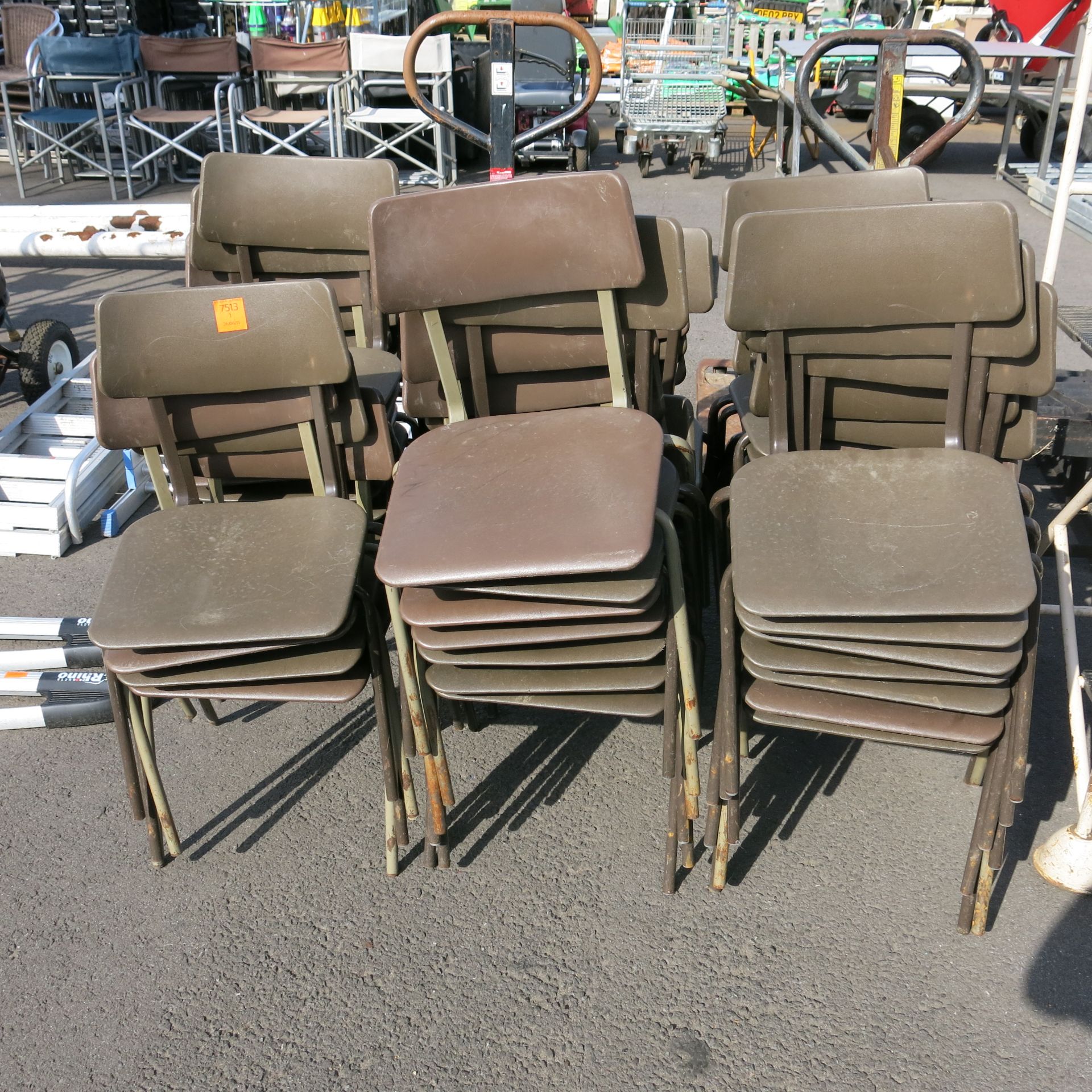 34 x Metal framed stacking chairs