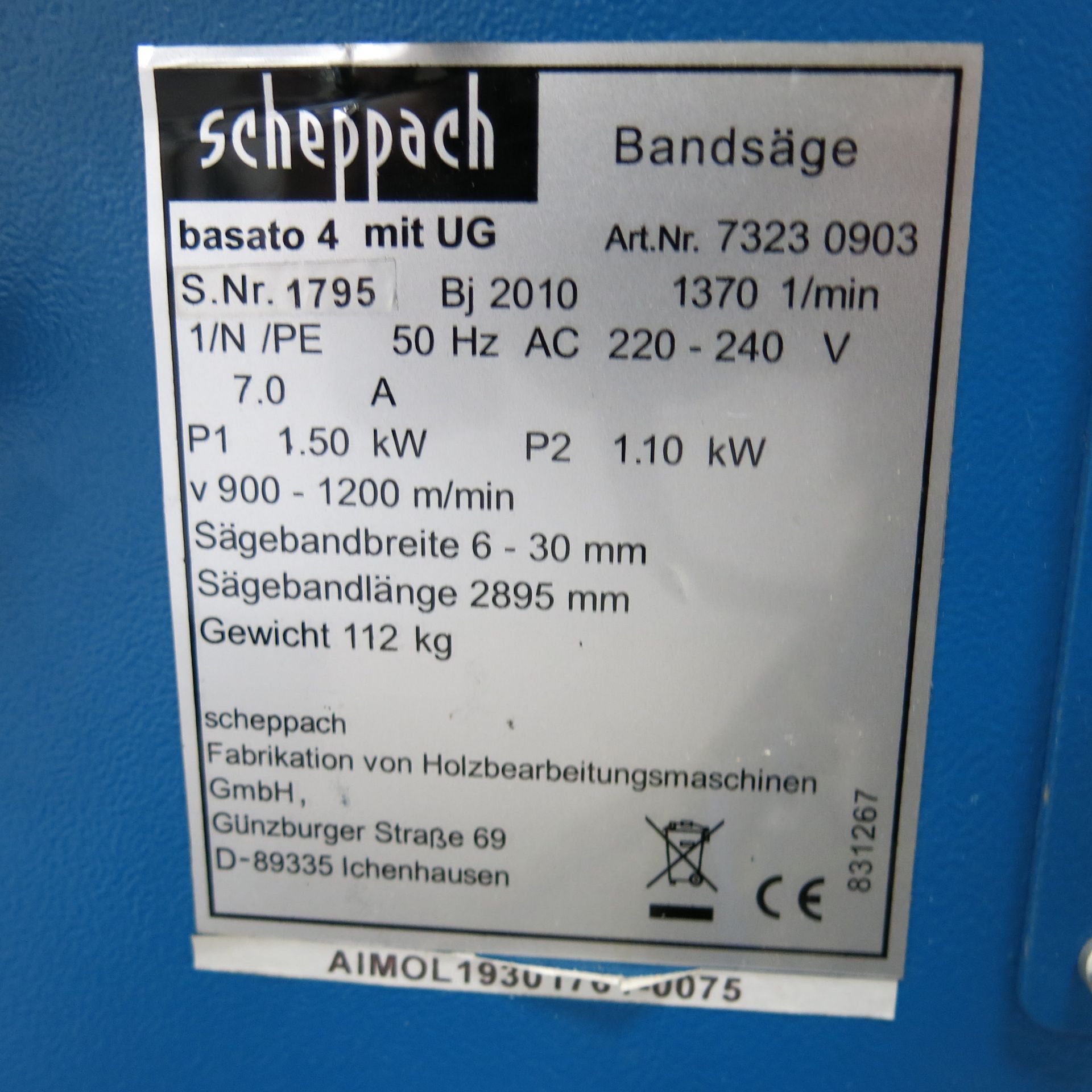 * A Scheppach Basato 4 Bandsaw MIT UG 240V. Please note, there is a £5 plus vat handling fee on this - Image 5 of 5