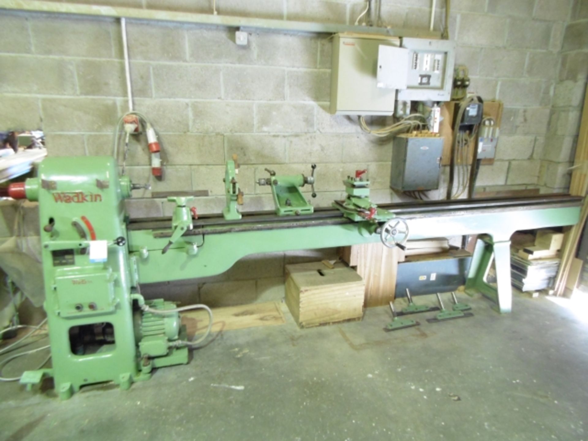 * Wadkin Type RS Gap Bed Wood Lathe; bed length 3400 mm; gap section 410 mm; 3 phase; c/w 2 x back