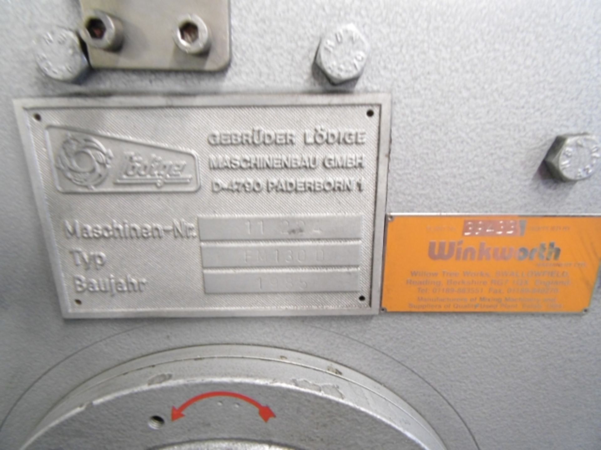 * Gebruder Lodige/Winkworth Type FM130D Ball Mill/Mixer; Year of Manufacture 1985; 3 Phase; - Image 7 of 8