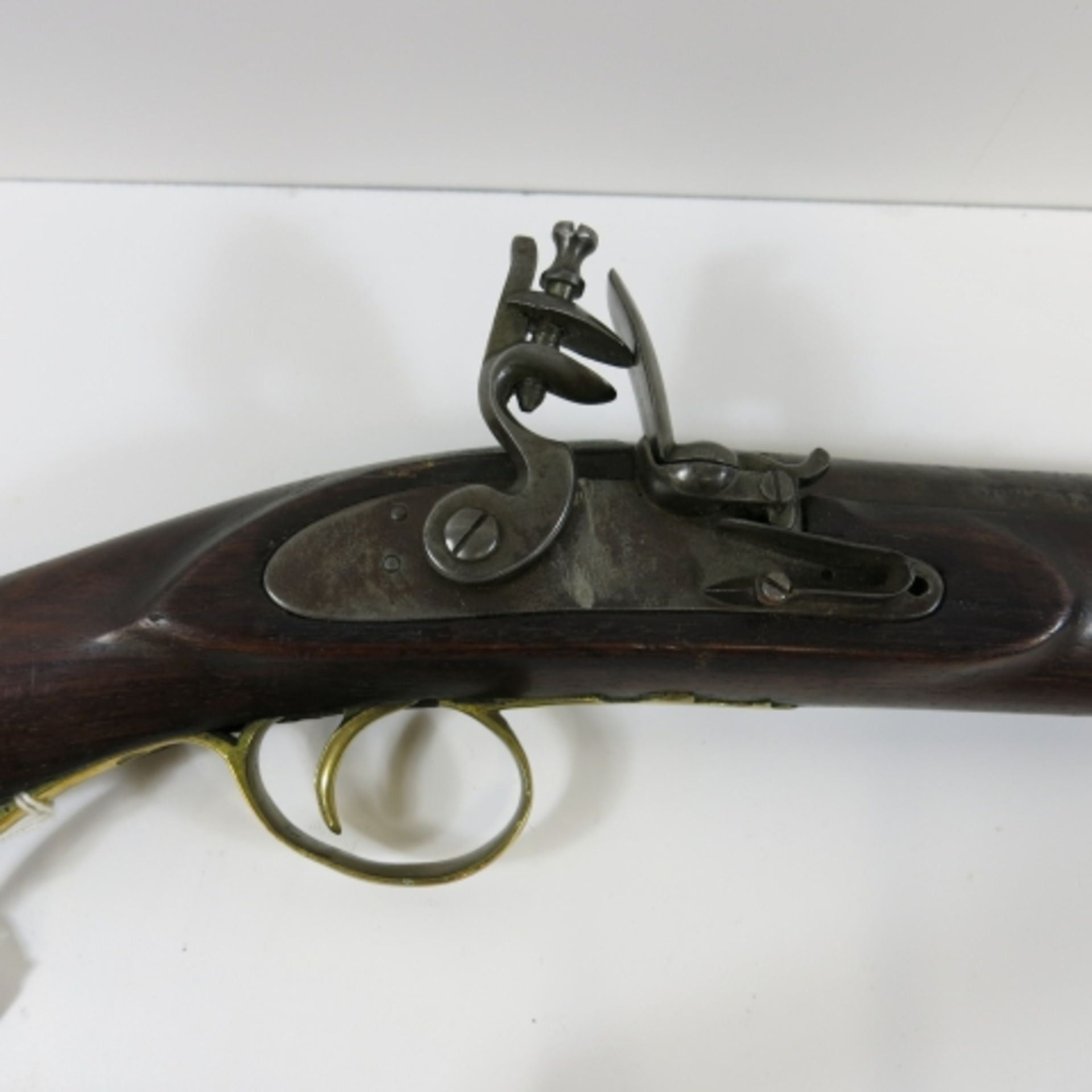 19th century Flintlock Rifle, walnut stock, stamped 250. 122cm overall length (est. £100-£200) - Image 2 of 4