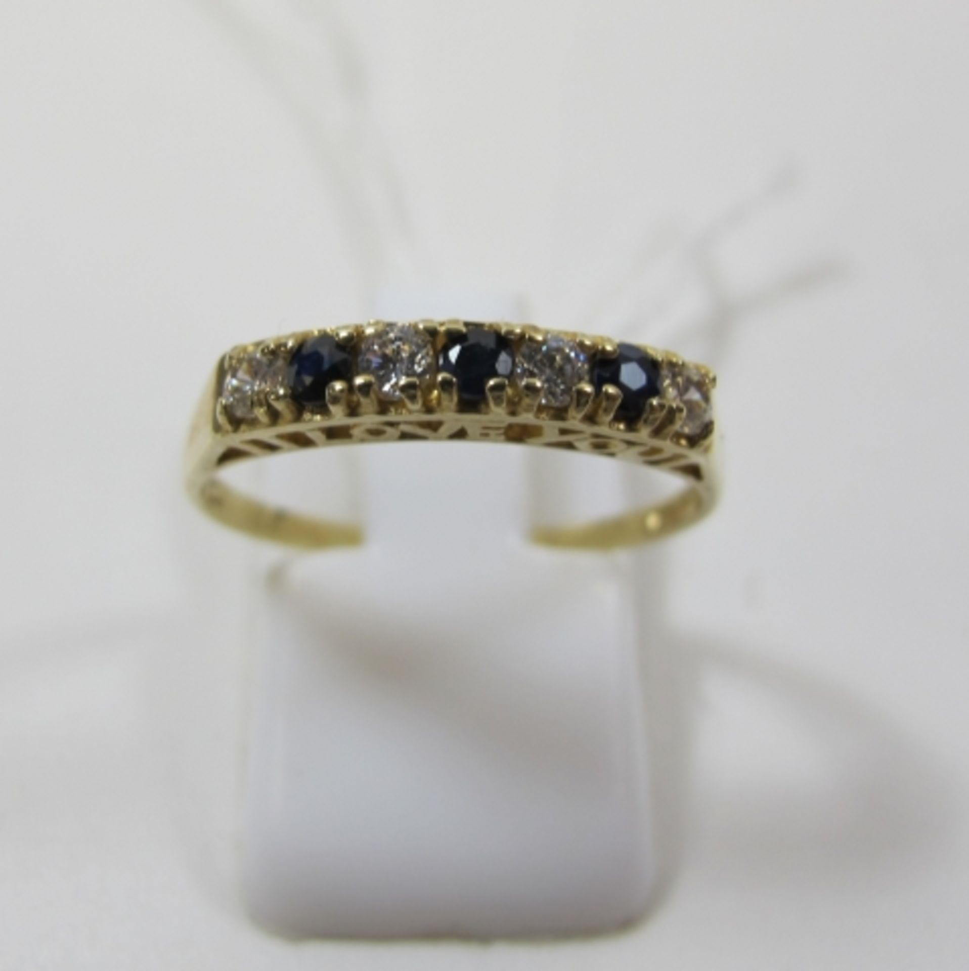 A 9ct Gold, Blue and White Gem Set Ring, Size O½ (est £20-£40)