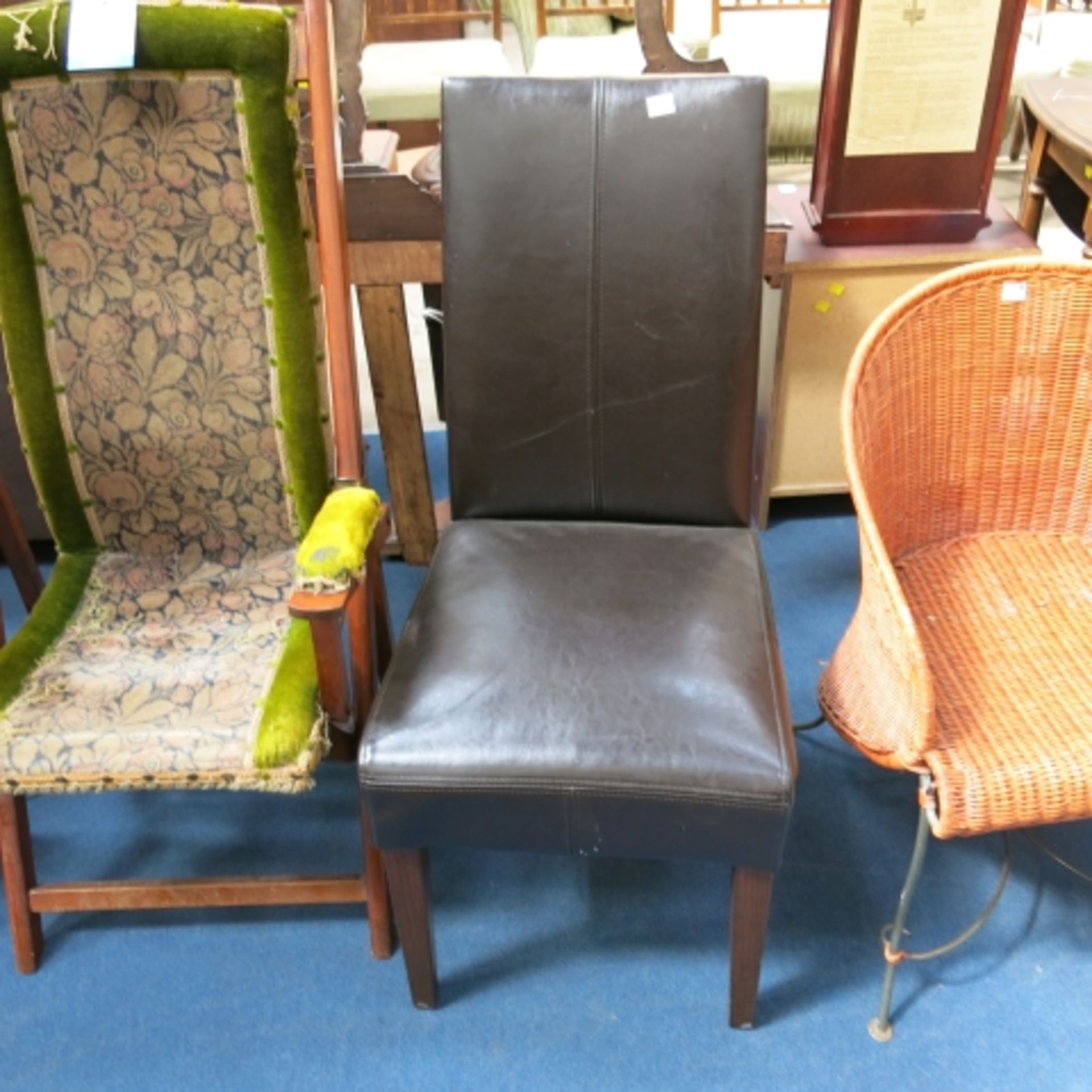 Four various chairs- two different faux leather high back singles, a painted French style salon - Image 3 of 3