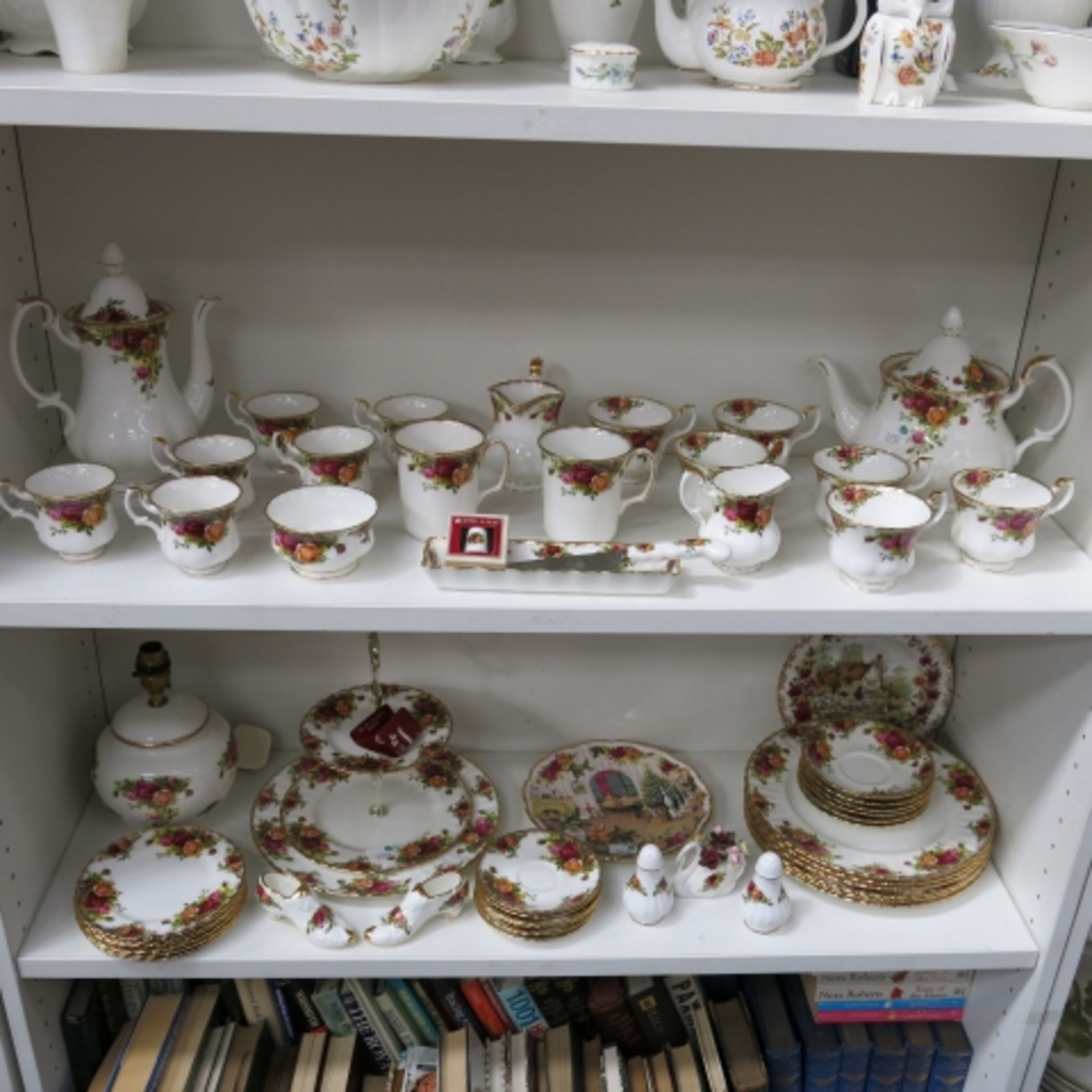 Qty of Royal Albert 'Old Country Roses' Ware to include; Tea Pot, Coffee Pot, Cake Stand etc (57) (