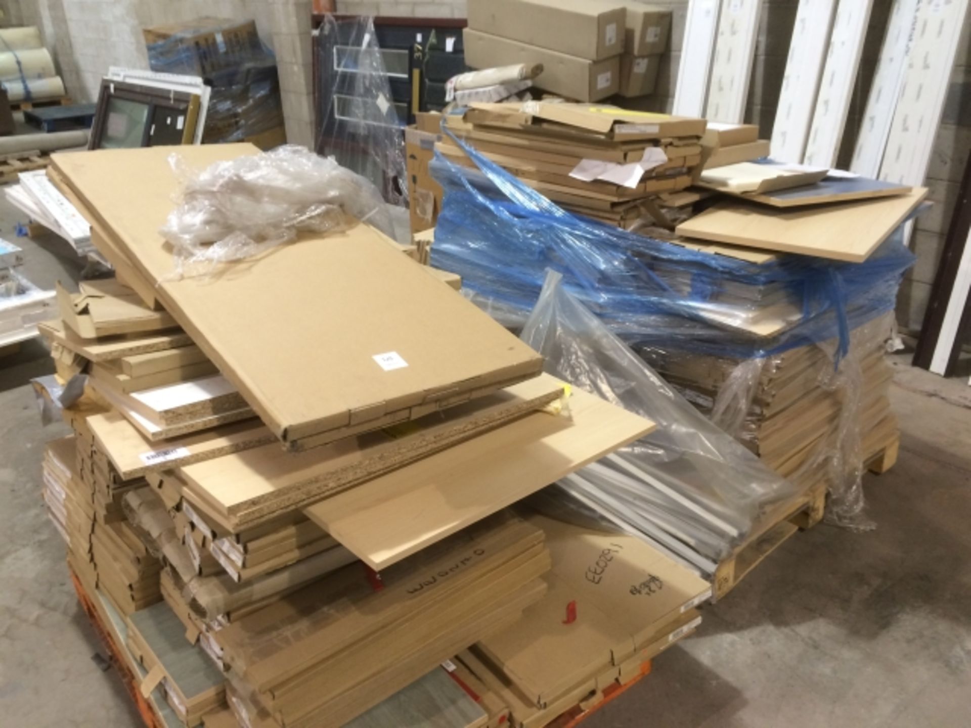 * 2 x Pallets of kitchen cabinet components. This lot is located at the former North Lincolnshire