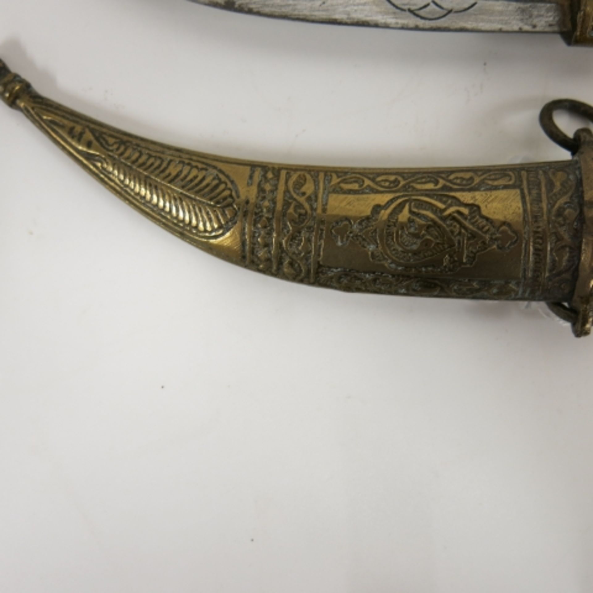 Middle Eastern style curved blade dagger knife with metal sheath together with another similar - Image 5 of 9