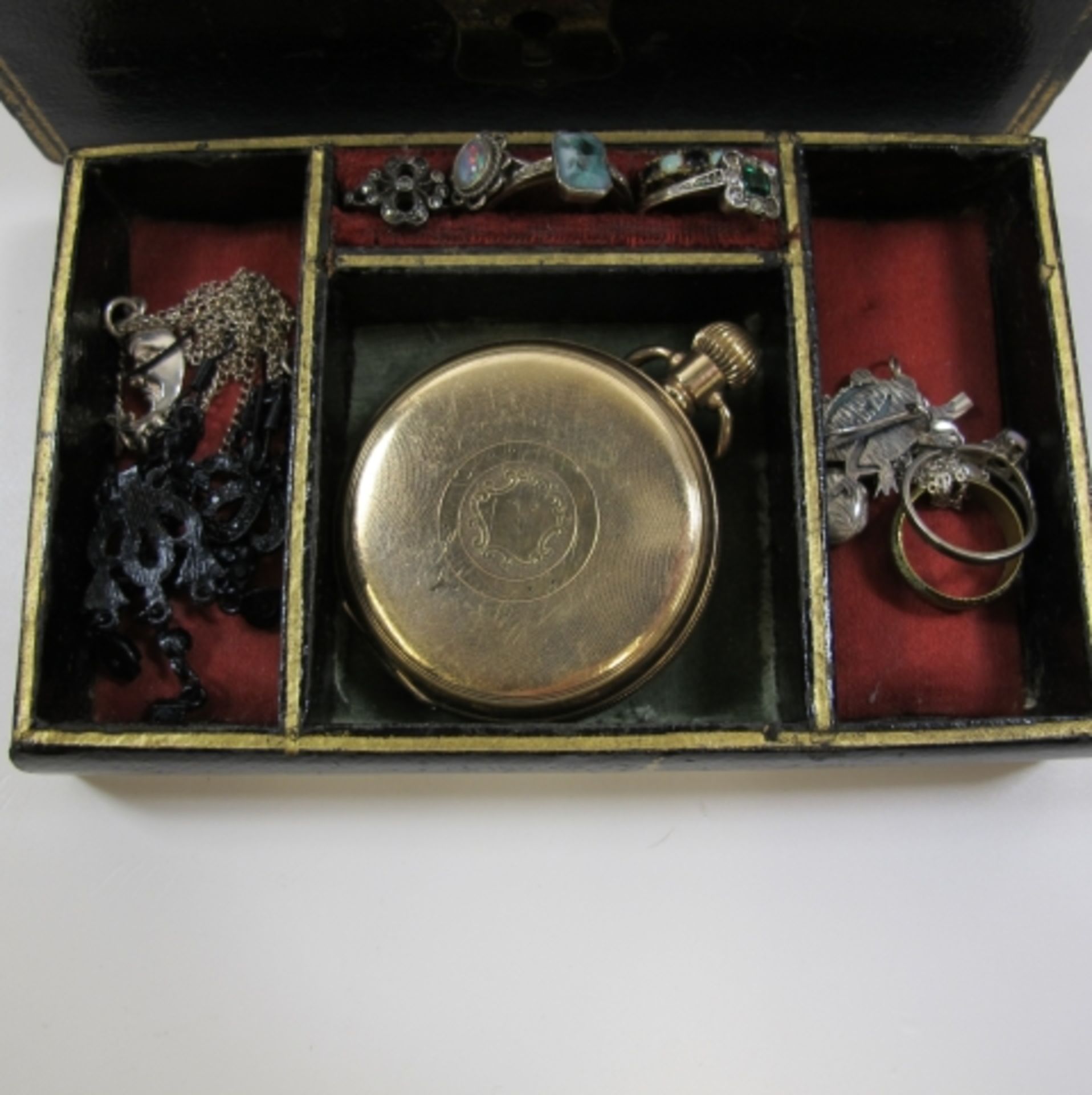 A Small Jewellery Box And Contents Including Some Precious Metal (est £50-£70) - Image 3 of 4