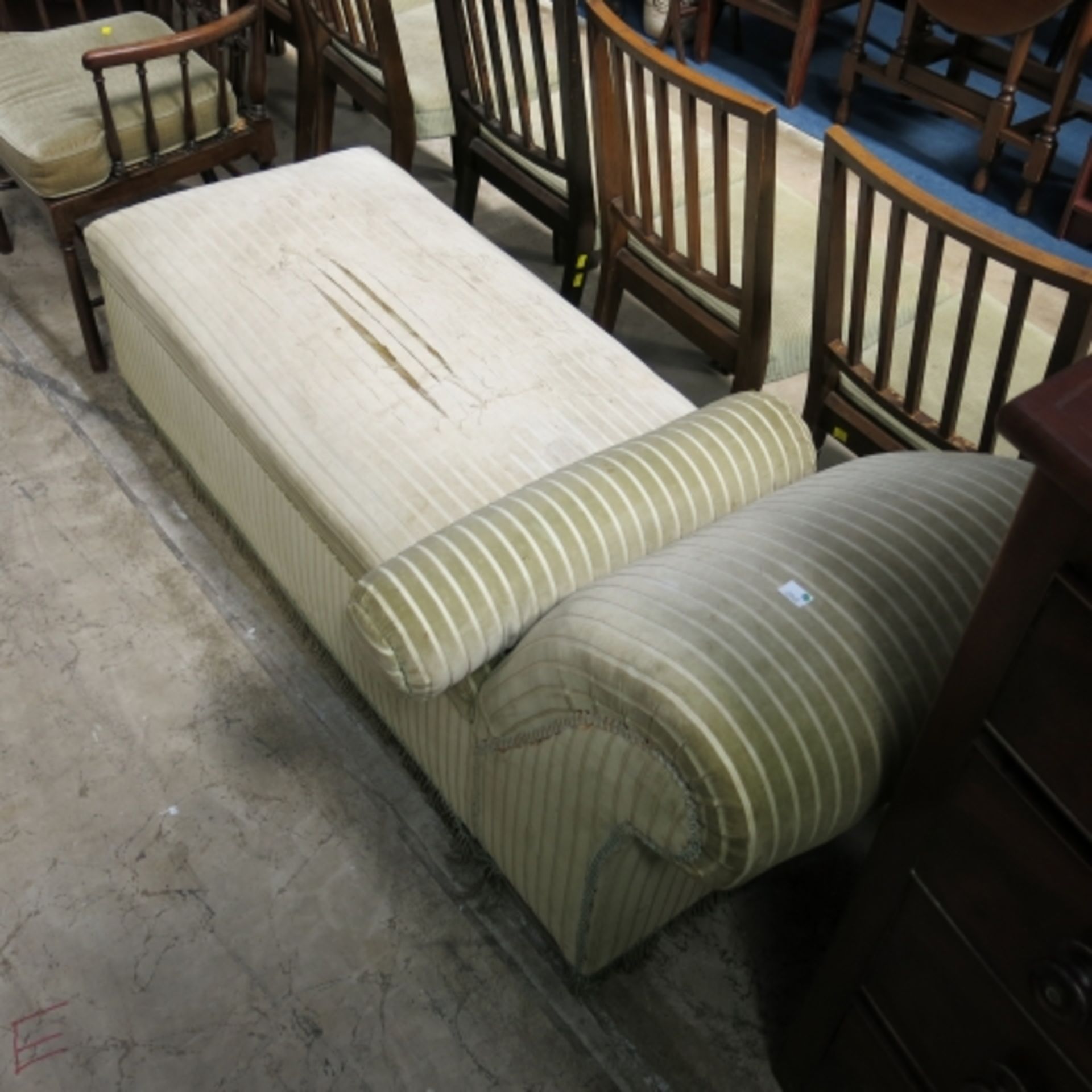 An early 20th century button back Chesterfield type sofa together with a large Ottoman cum day - Image 2 of 3