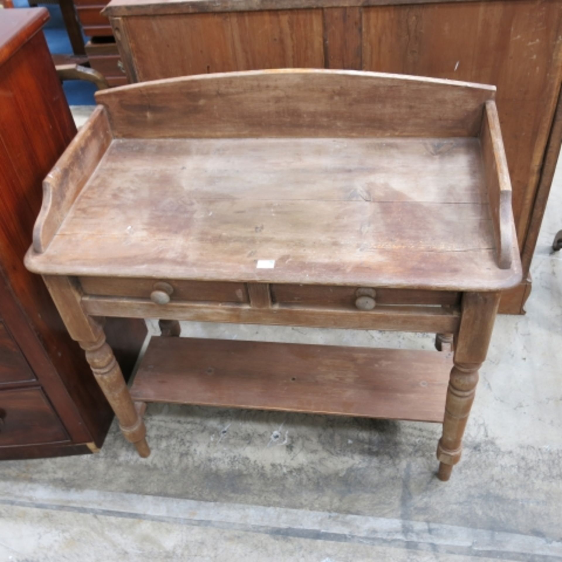 A stripped then stained tray top pine washstand, 90cm (est. £30-£40)