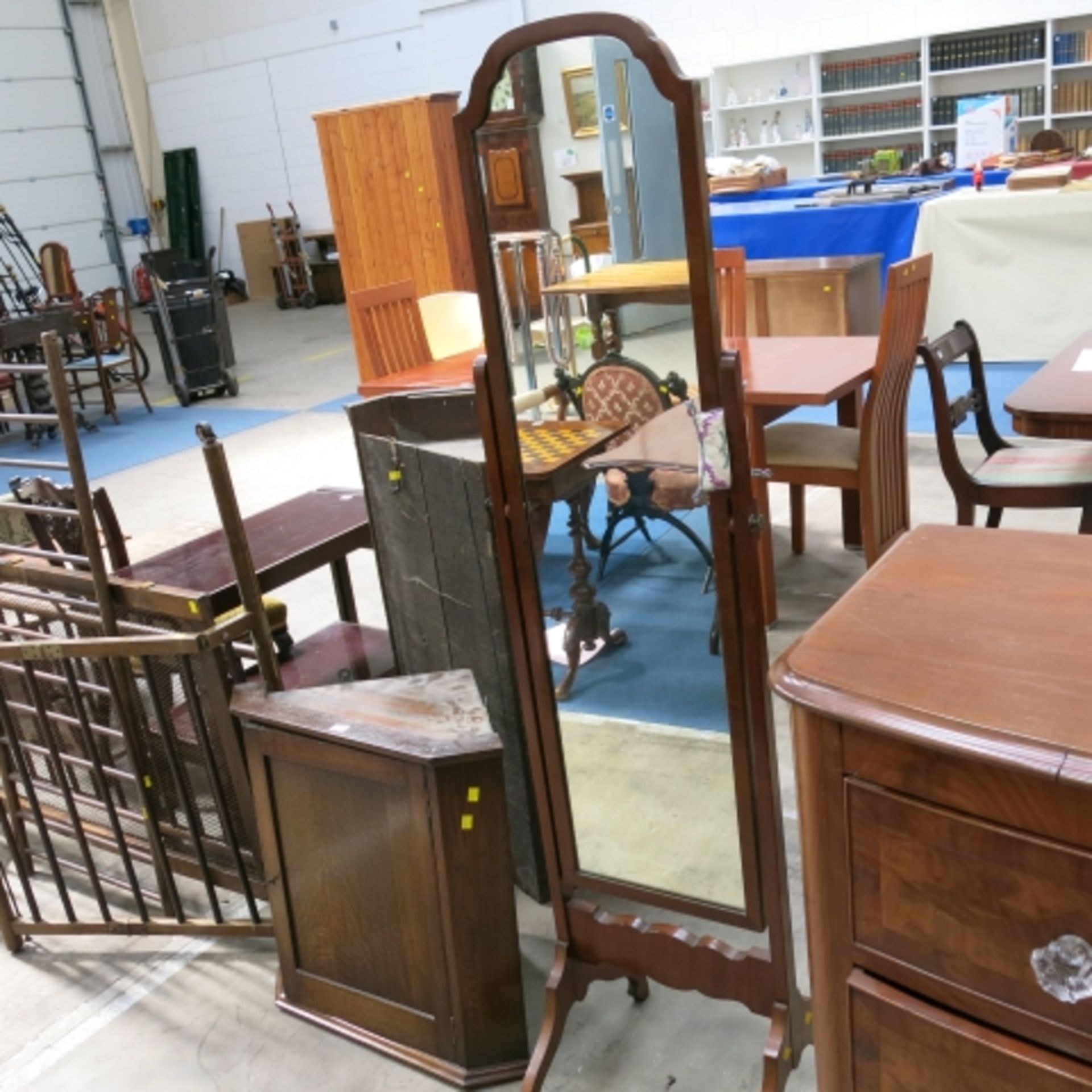 A mahogany framed cheval mirror, a small oak hanging corner cupboard and a small part pine toilet - Image 2 of 3