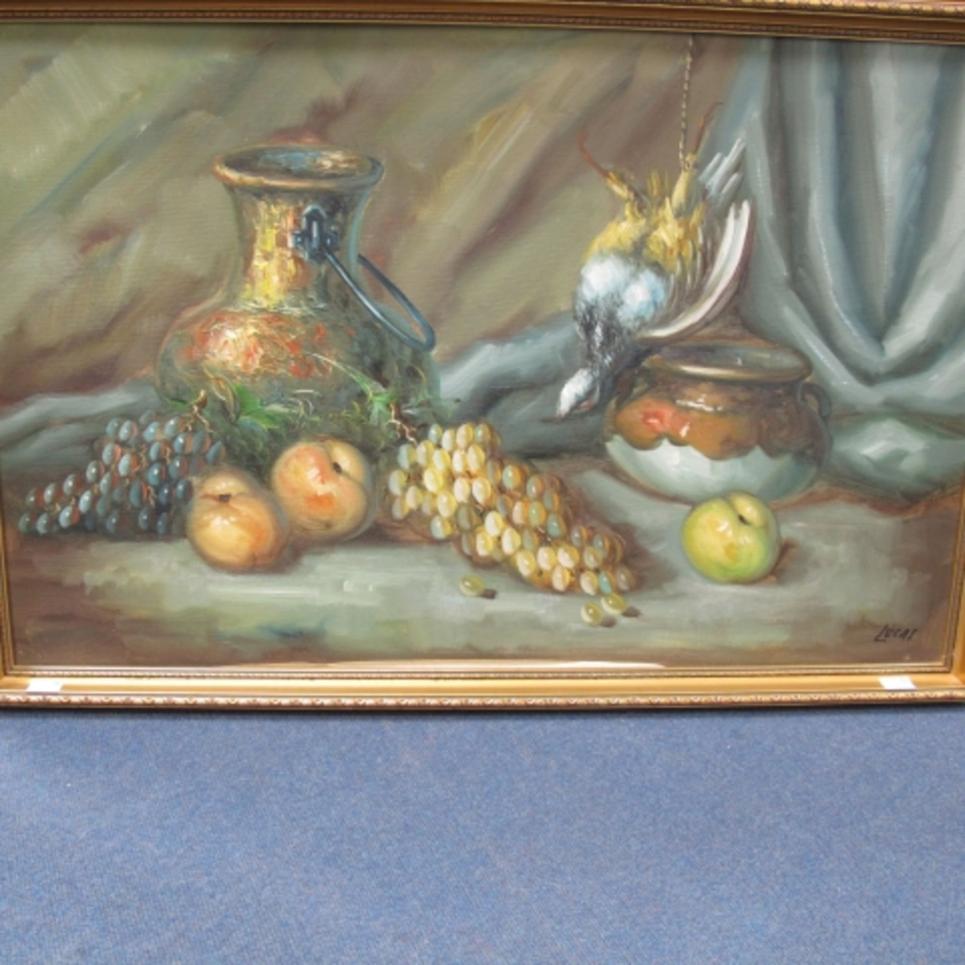 A Large Oil on Board of a Kitchen Scene (58cm x 89cm) In An Ornate Frame (est £20-£40)