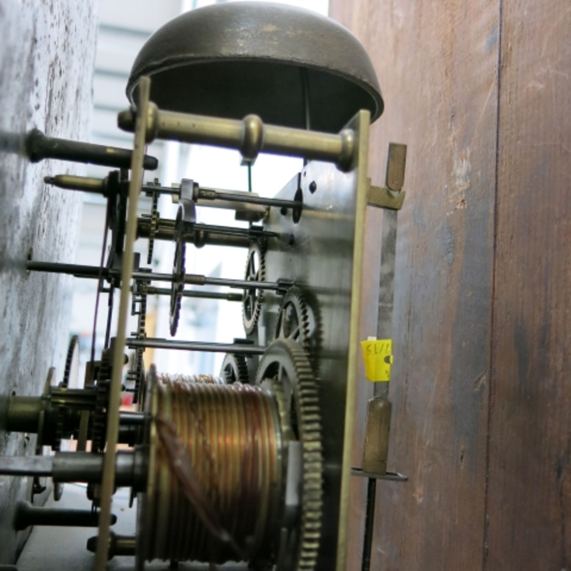 A large 19th century oak and mahogany longcase clock with unsigned painted dial and eight day - Image 5 of 16